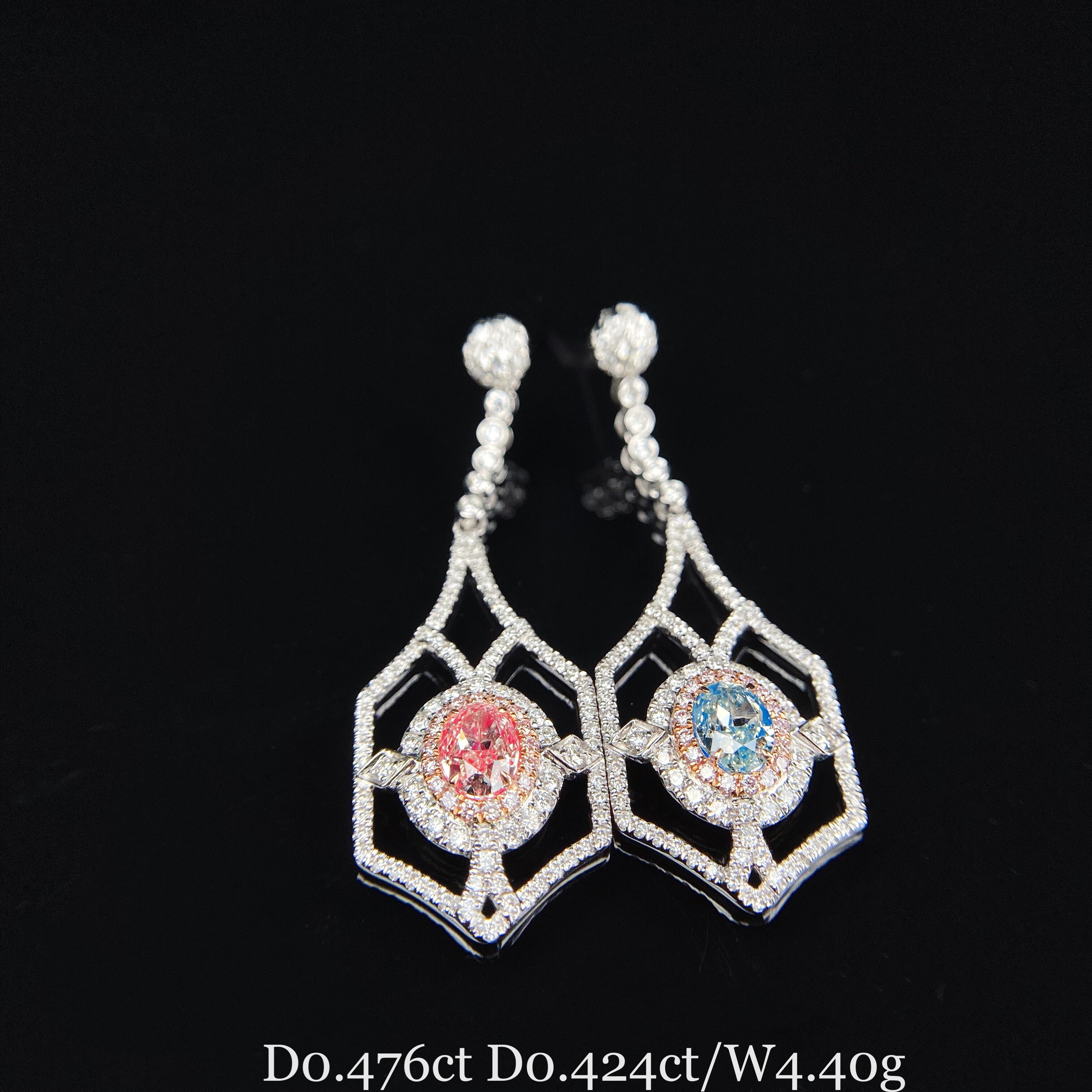 0.48ct oval diamond AB style earring