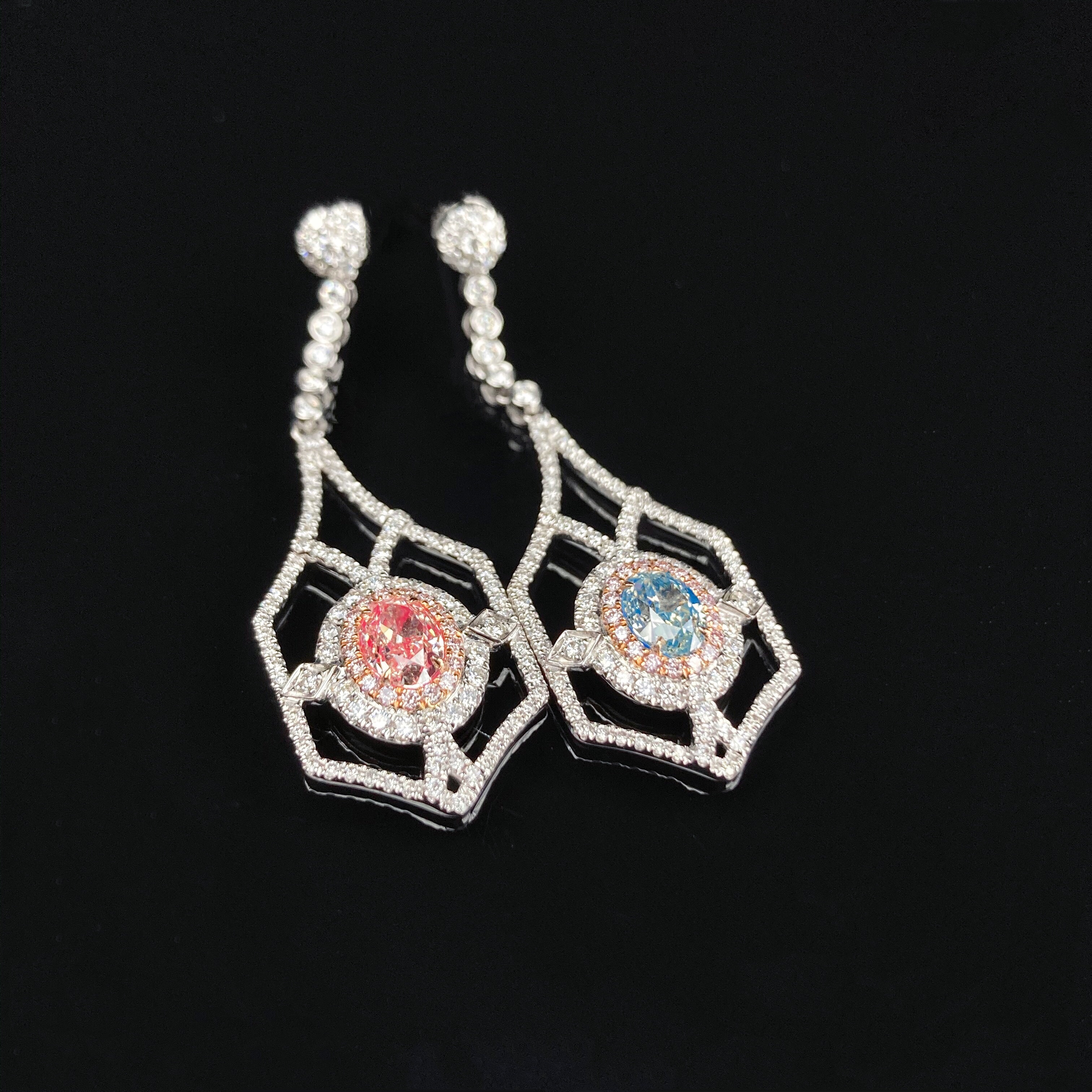 0.48ct oval diamond AB style earring