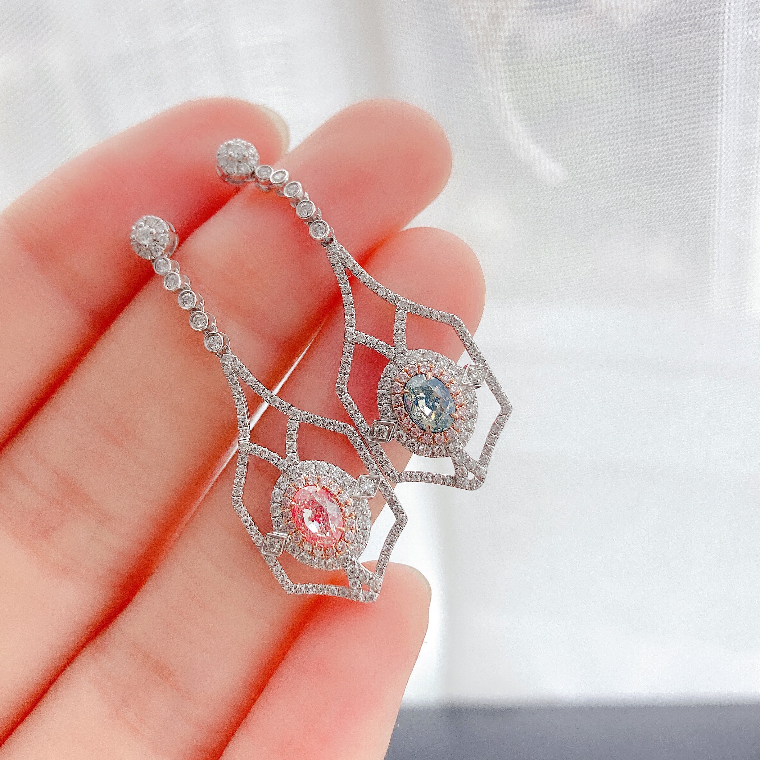 0.48ct oval diamond AB style earring