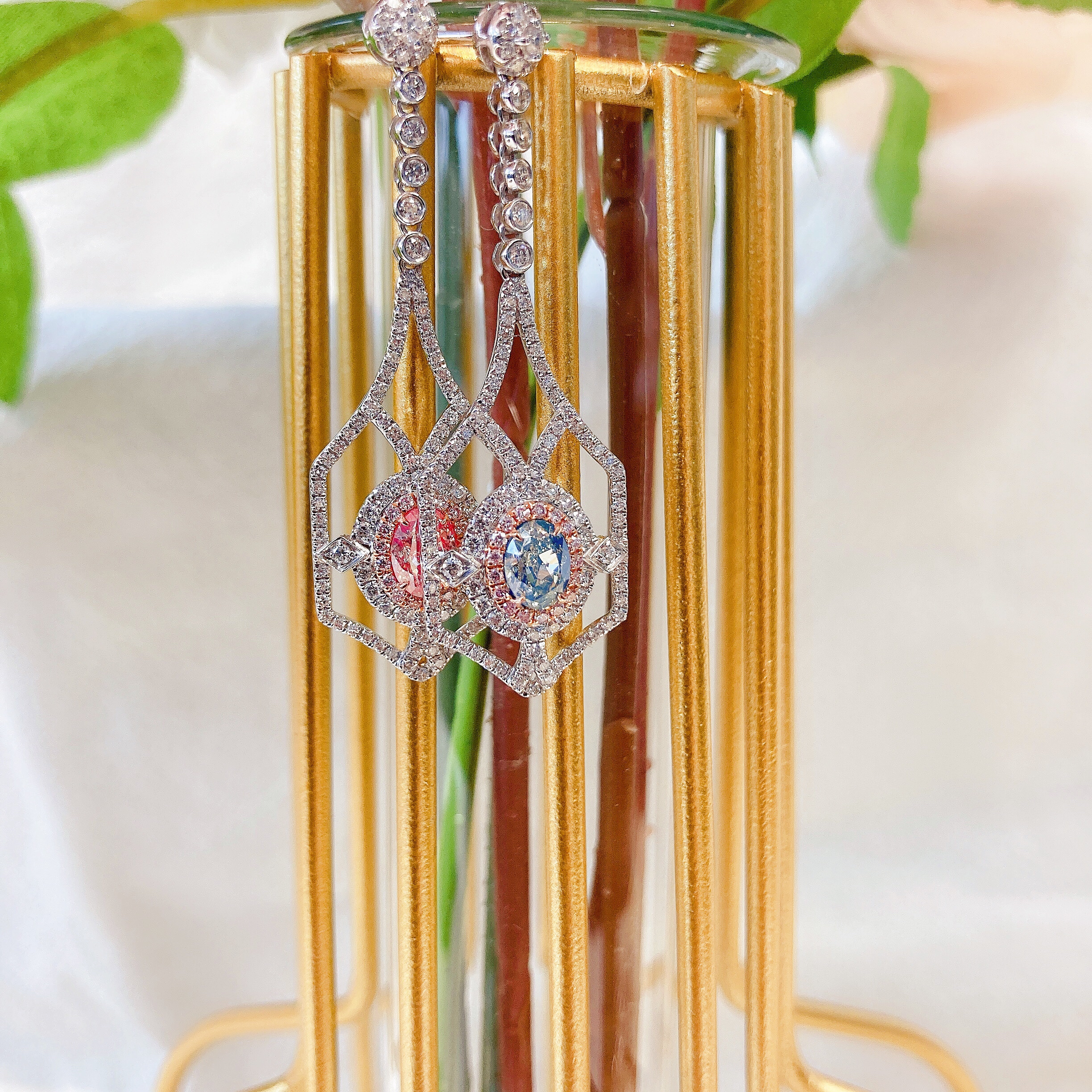 0.48ct oval diamond AB style earring