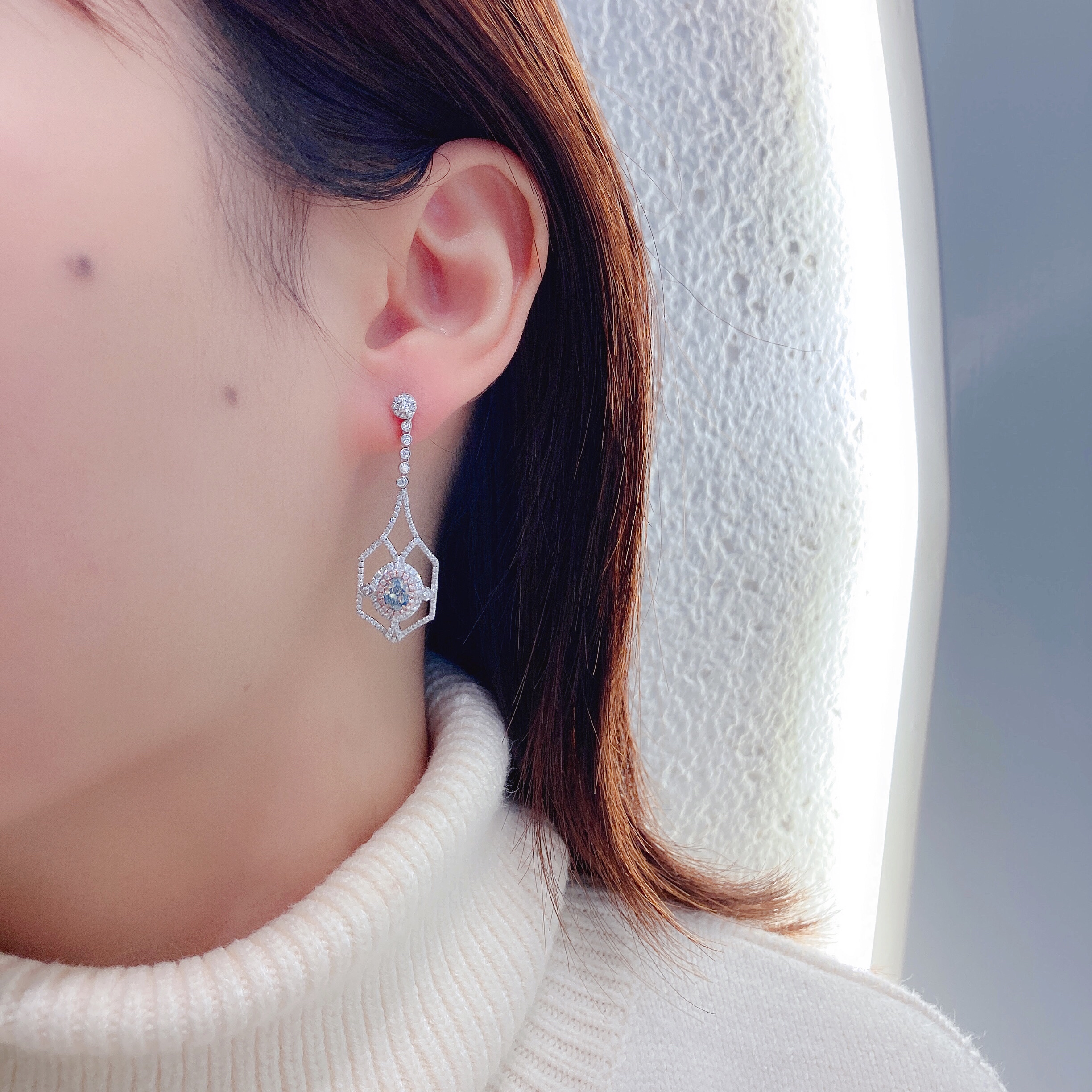 0.48ct oval diamond AB style earring