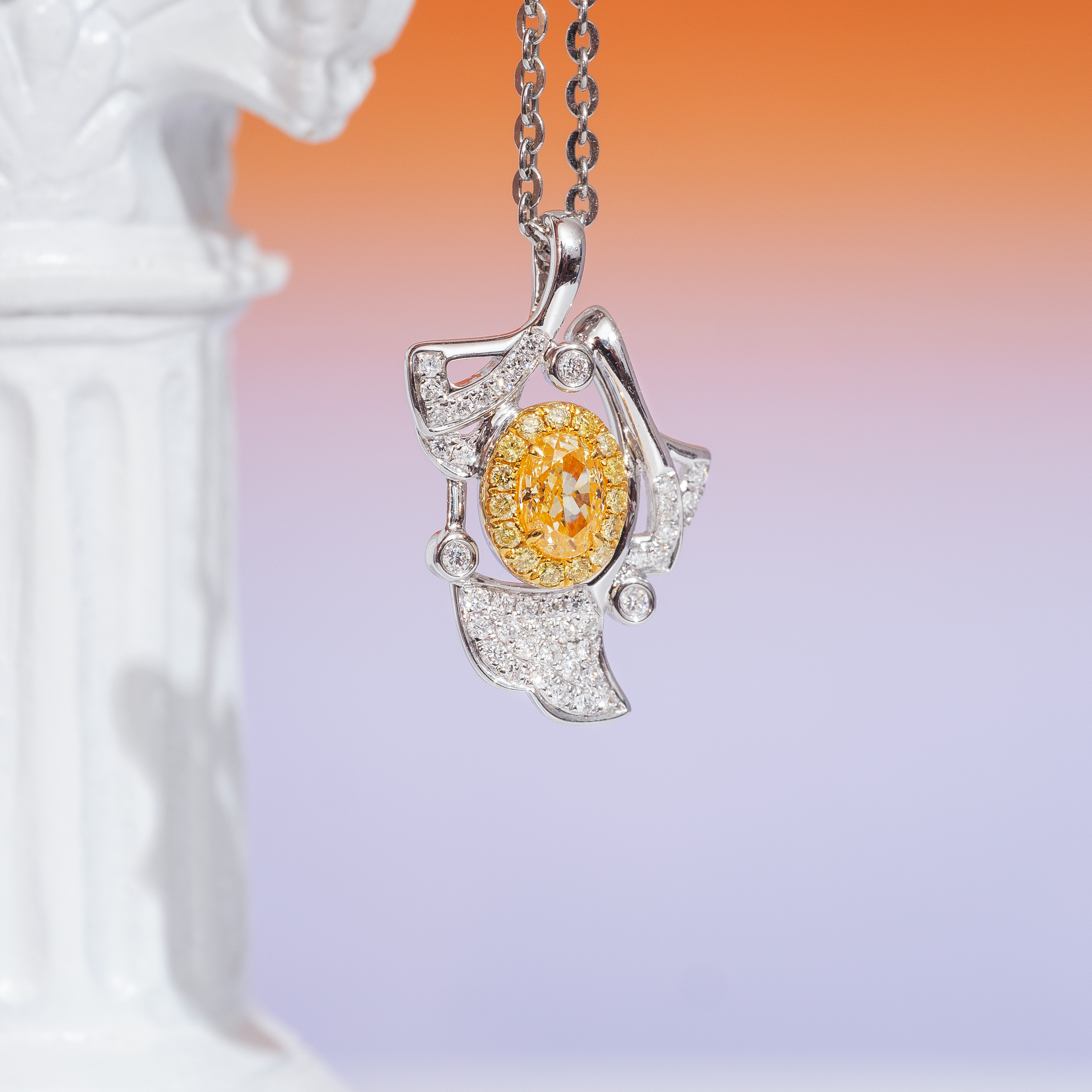 1.00ct yellow oval diamond necklace商品描述待填