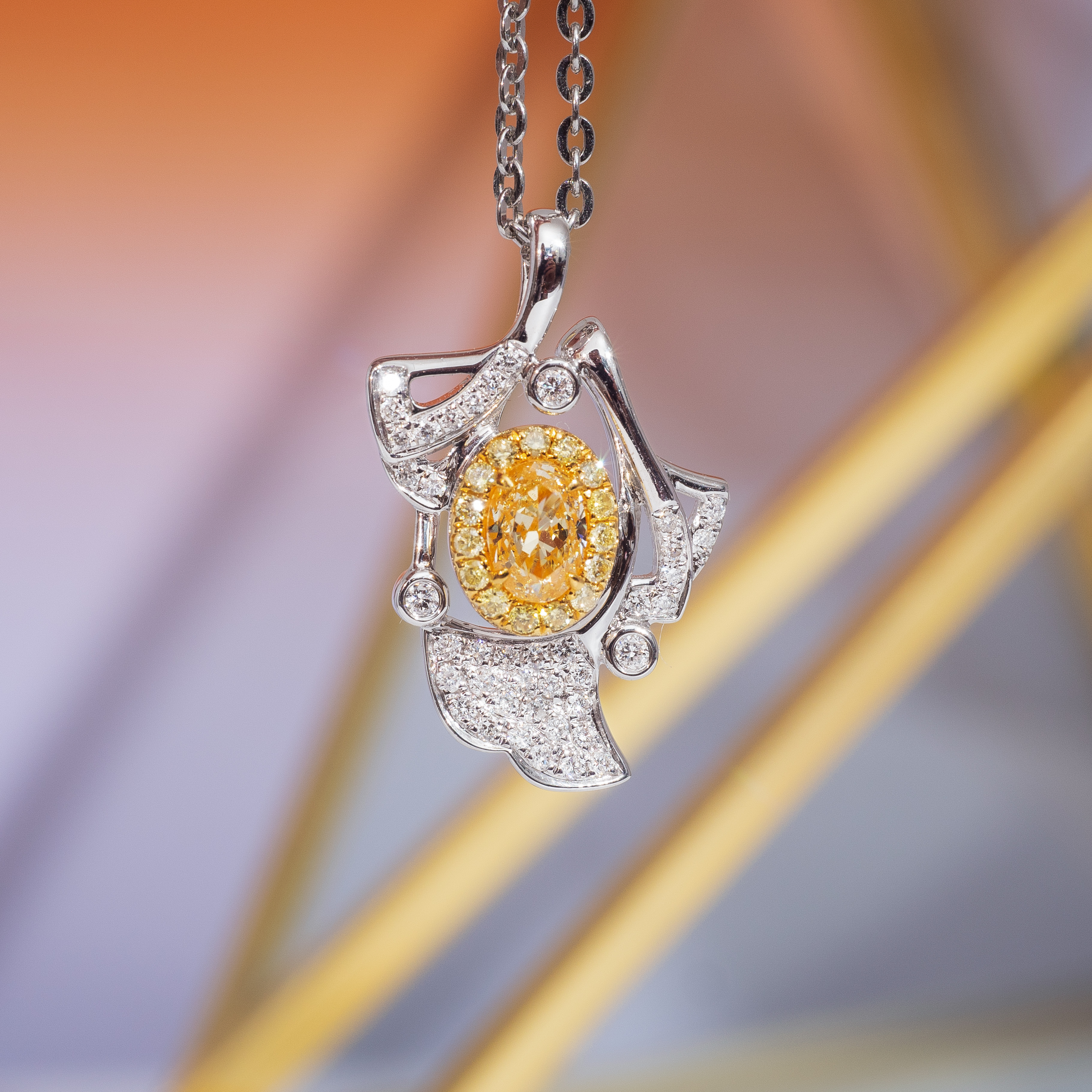 1.00ct yellow oval diamond necklace商品描述待填