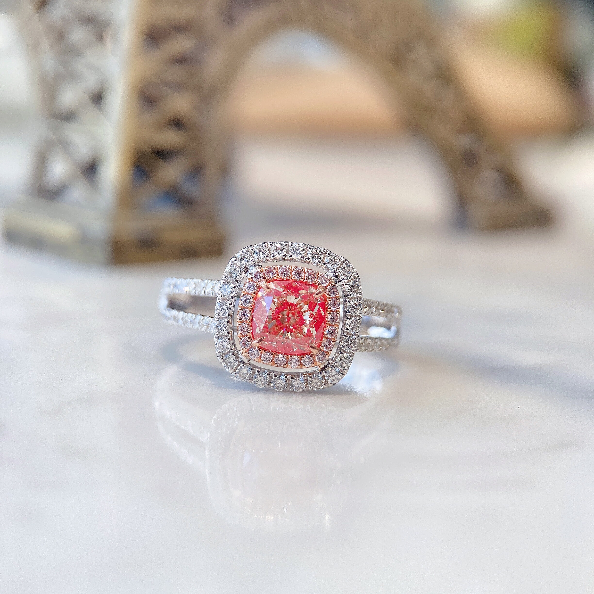 1ct cushion pink diamond ring