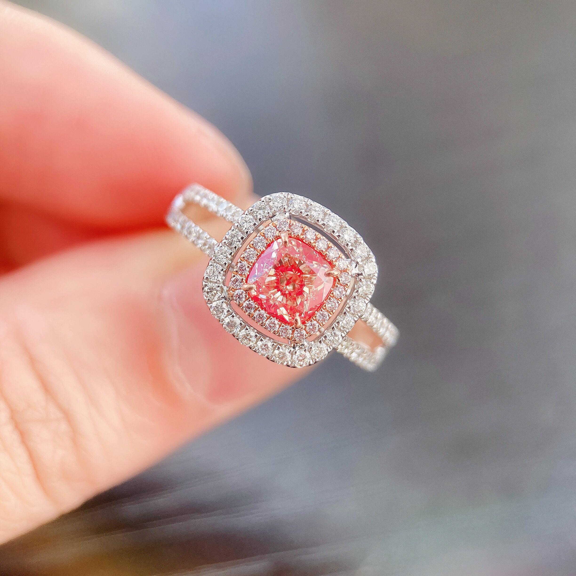 1ct cushion pink diamond ring