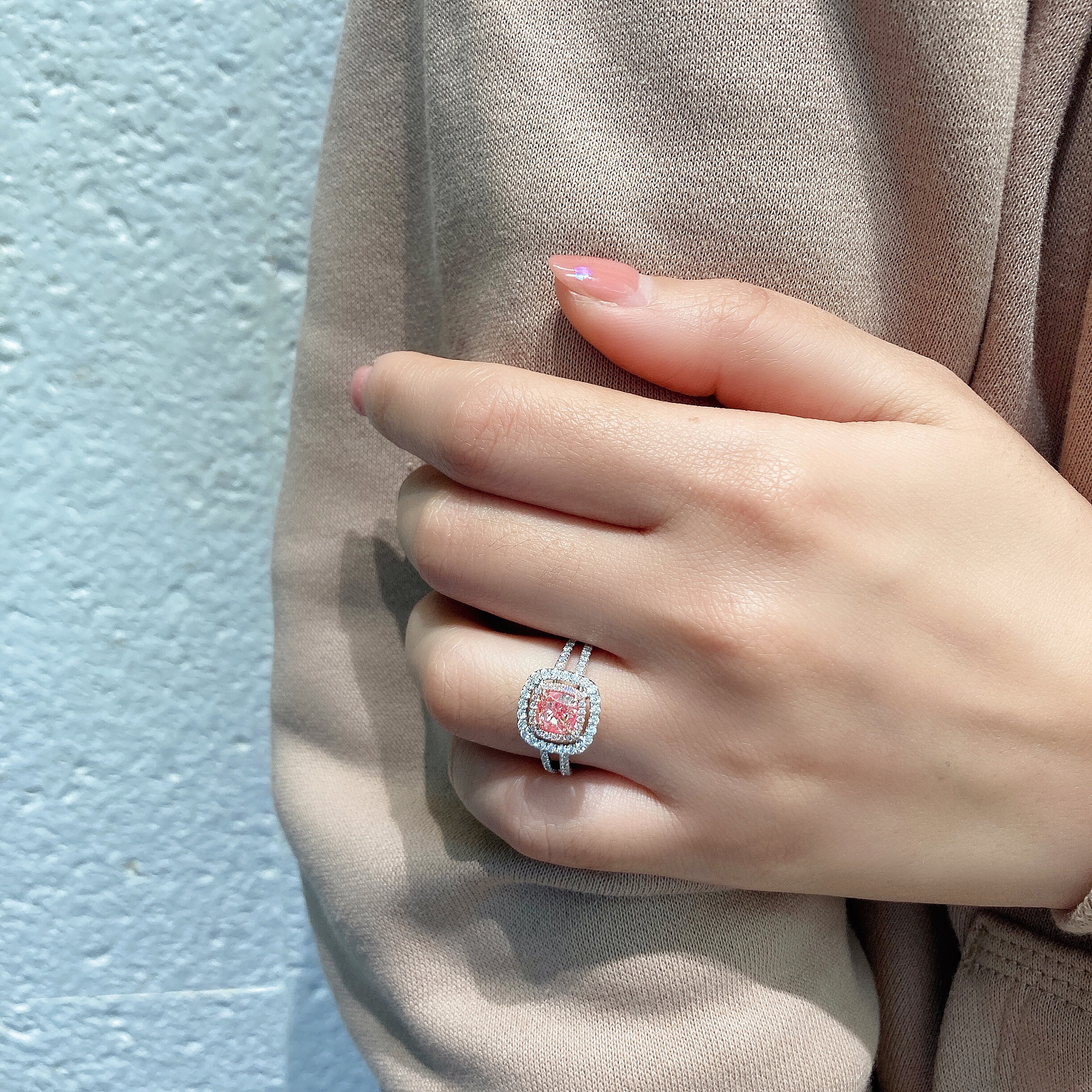 1ct cushion pink diamond ring