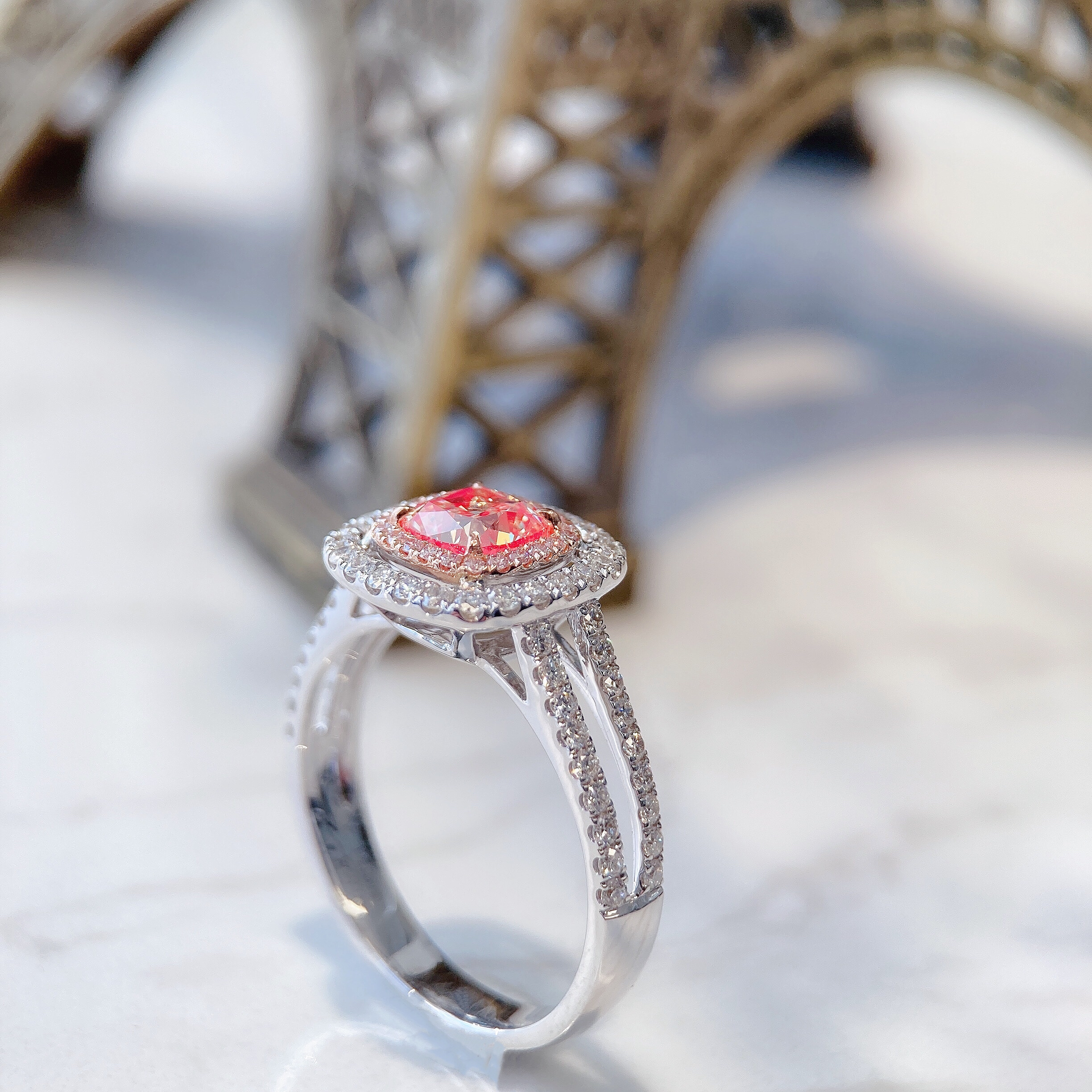 1ct cushion pink diamond ring