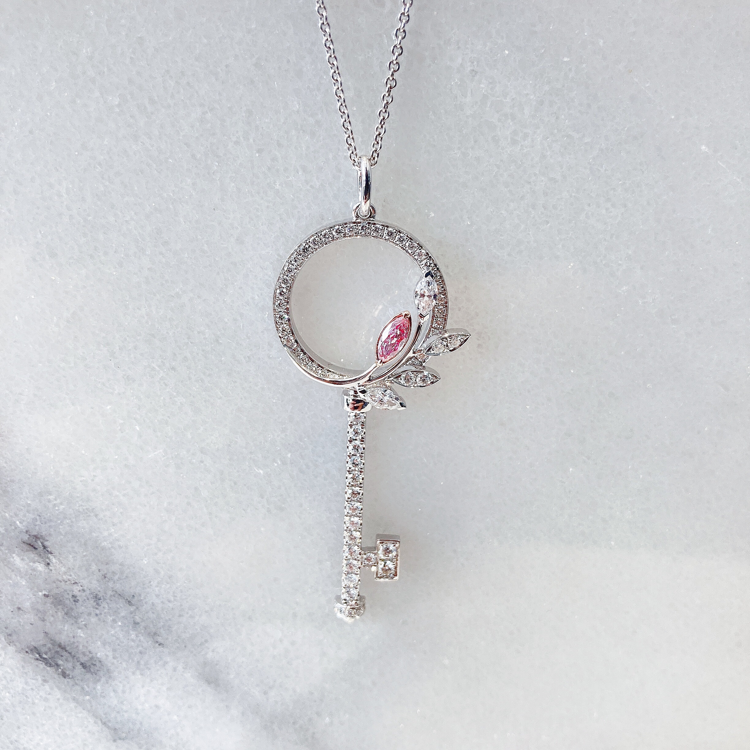 0.13ct marquise pink diamond pendant