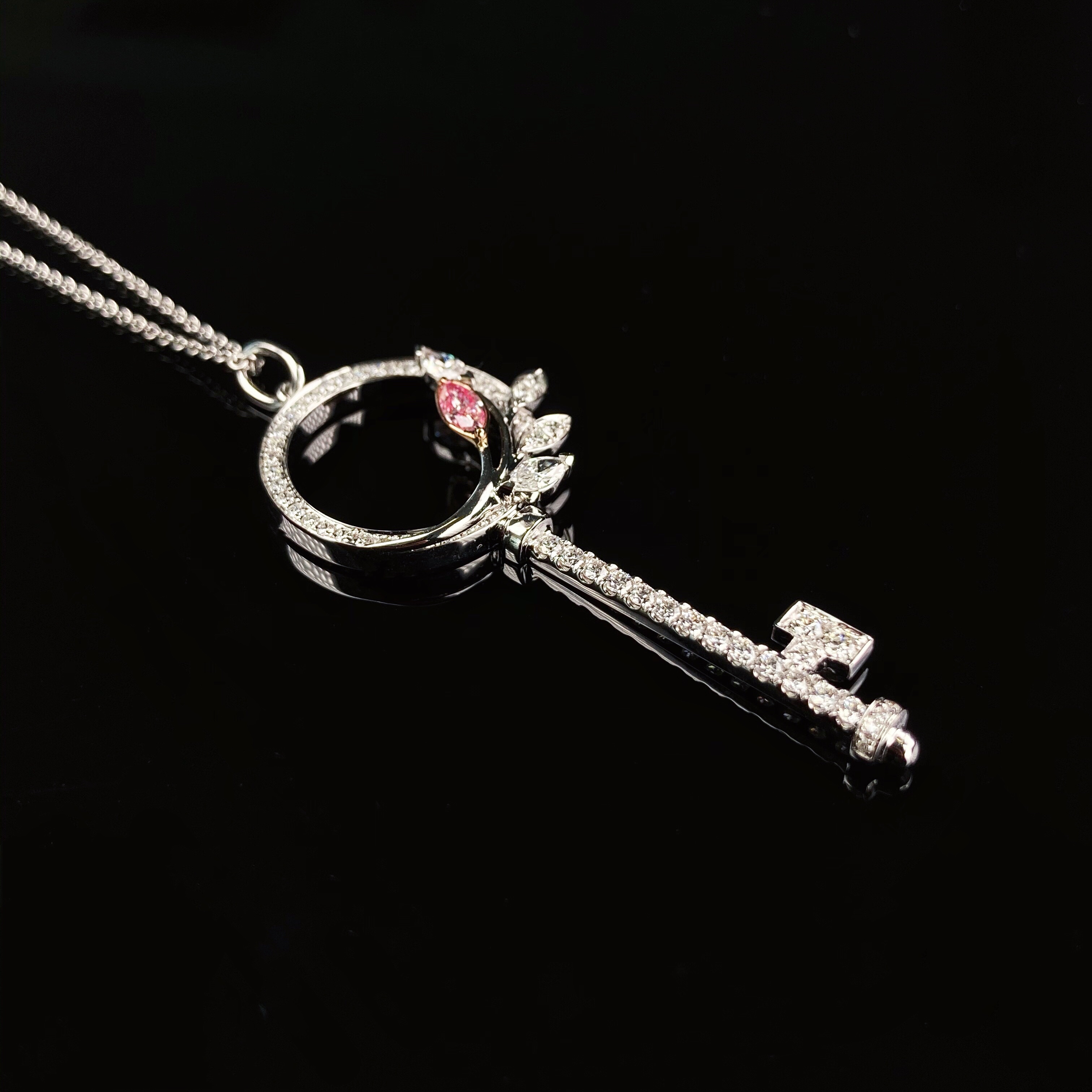 0.13ct marquise pink diamond pendant