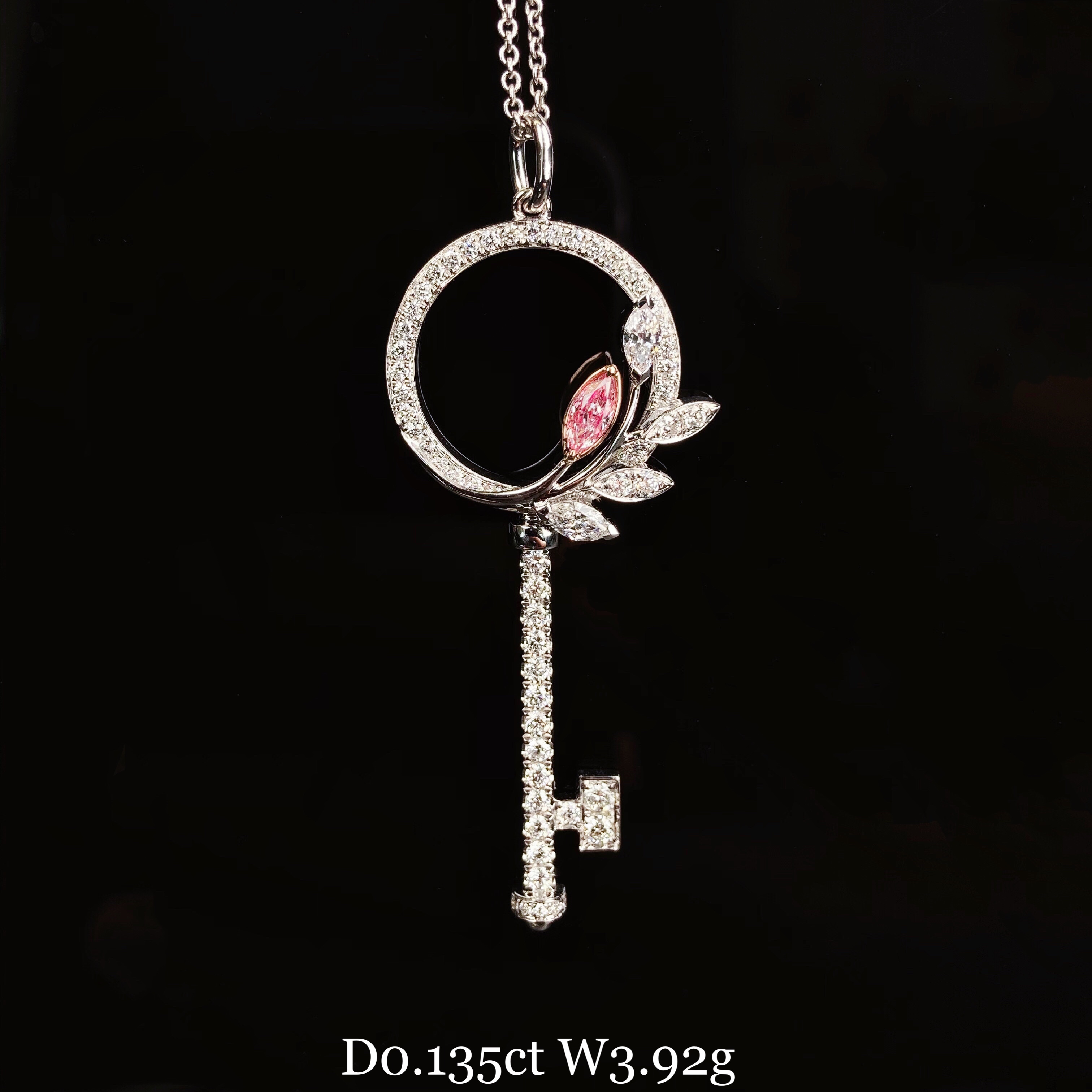 0.13ct marquise pink diamond pendant