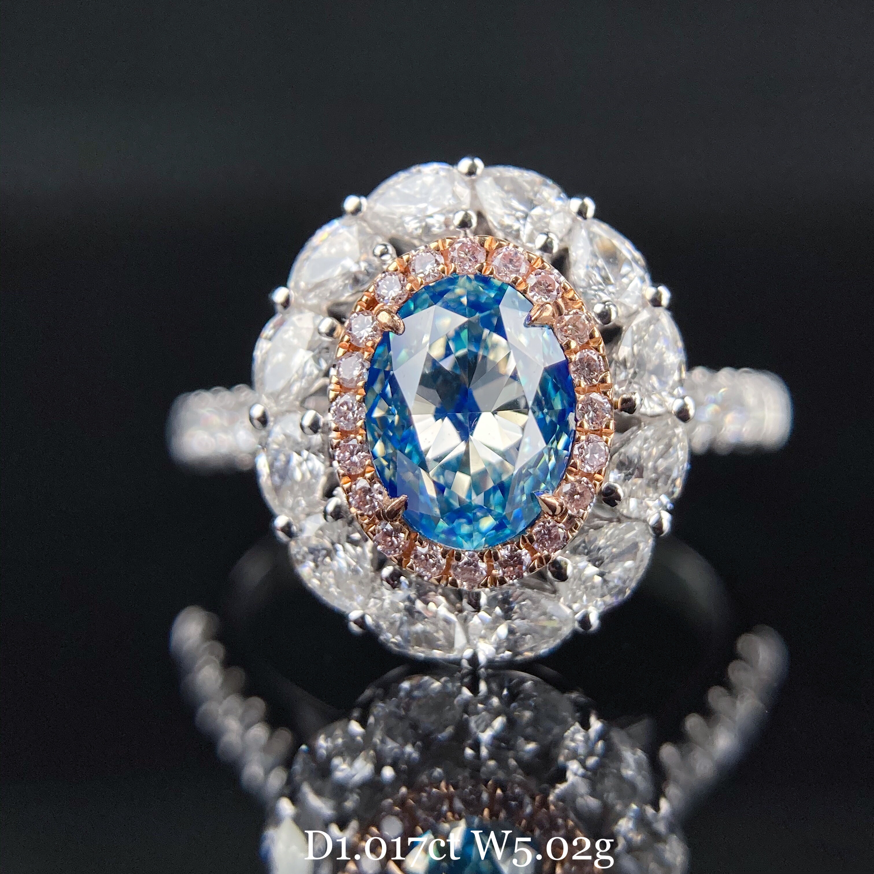 1ct oval blue diamond ring & pendant.