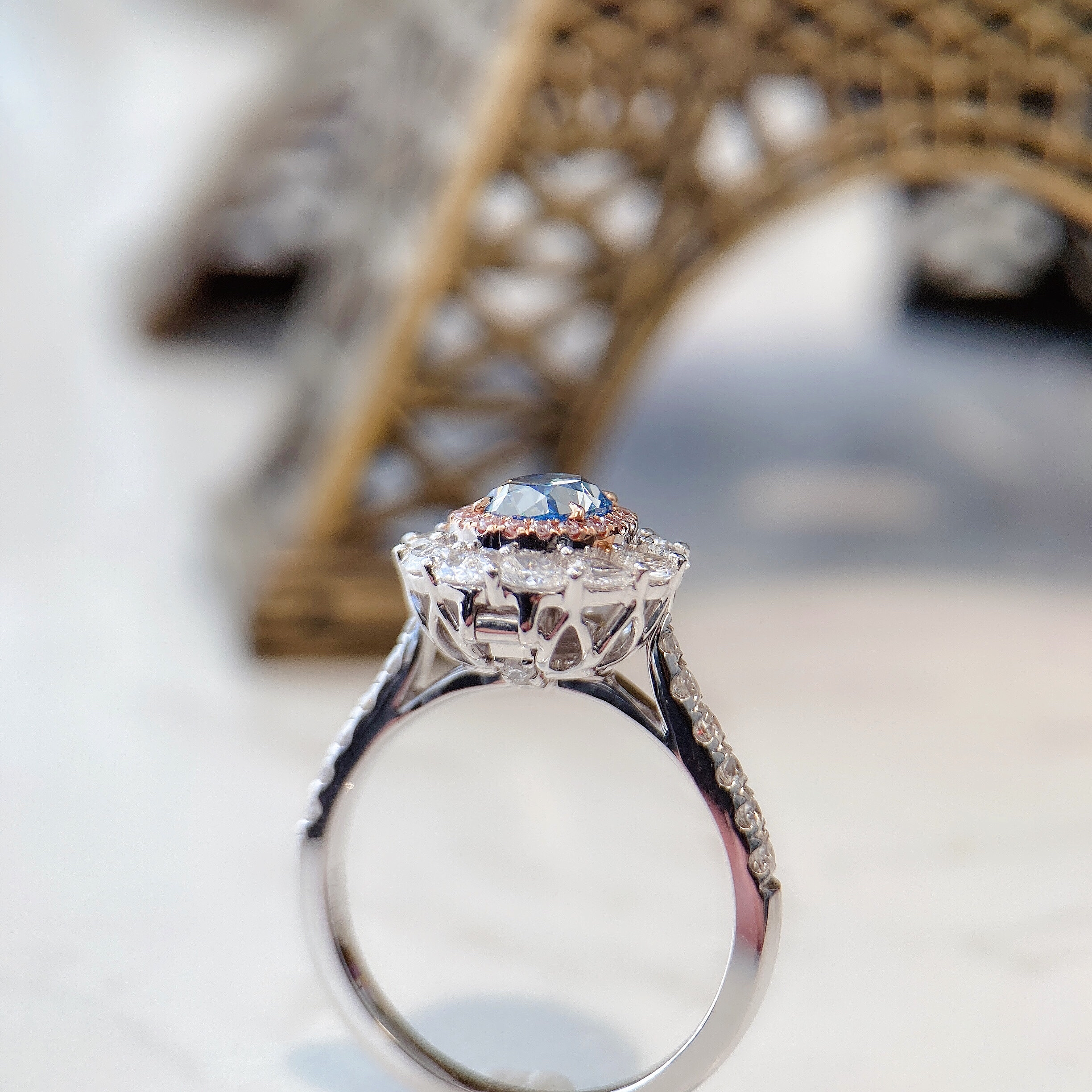 1ct oval blue diamond ring & pendant.