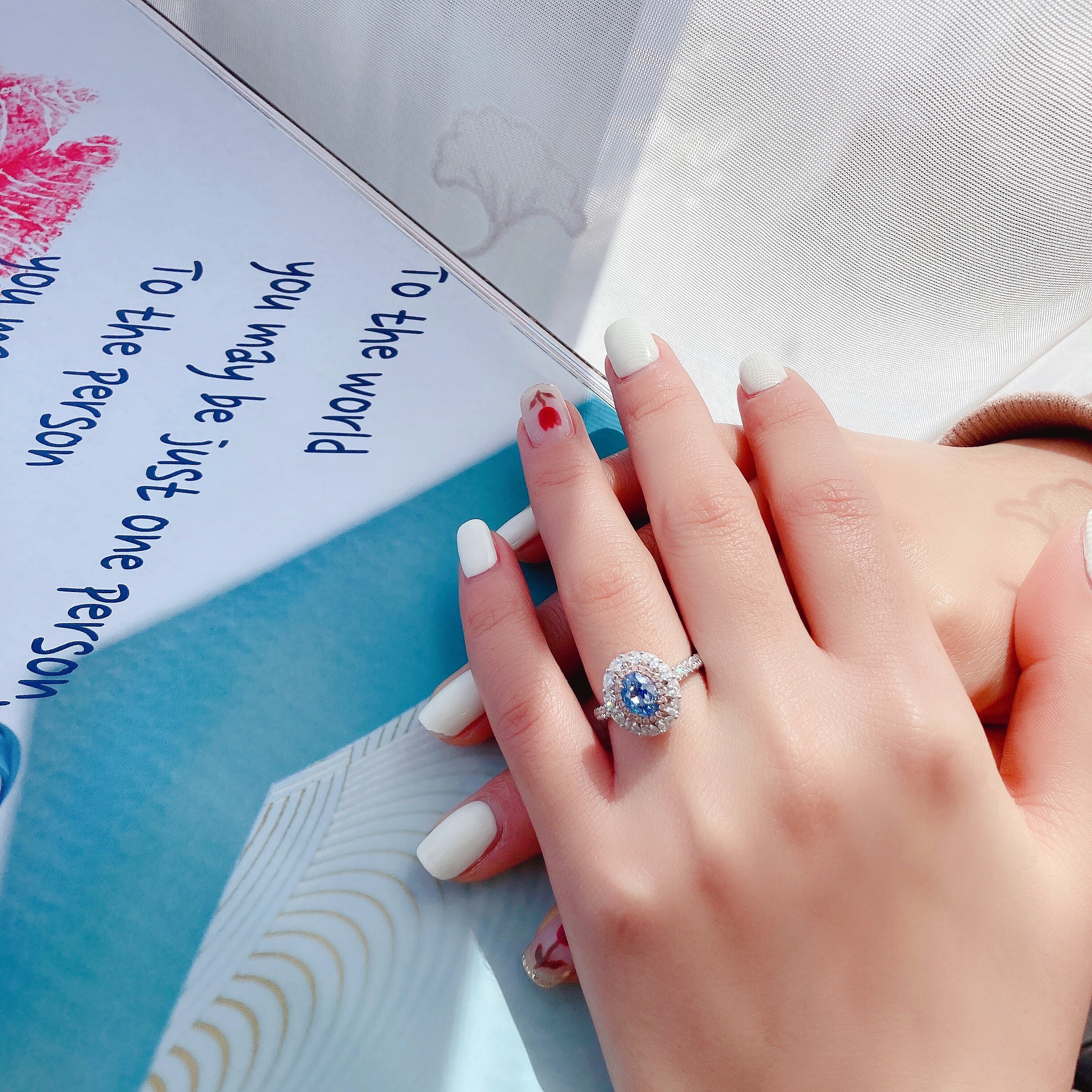 1ct oval blue diamond ring & pendant.