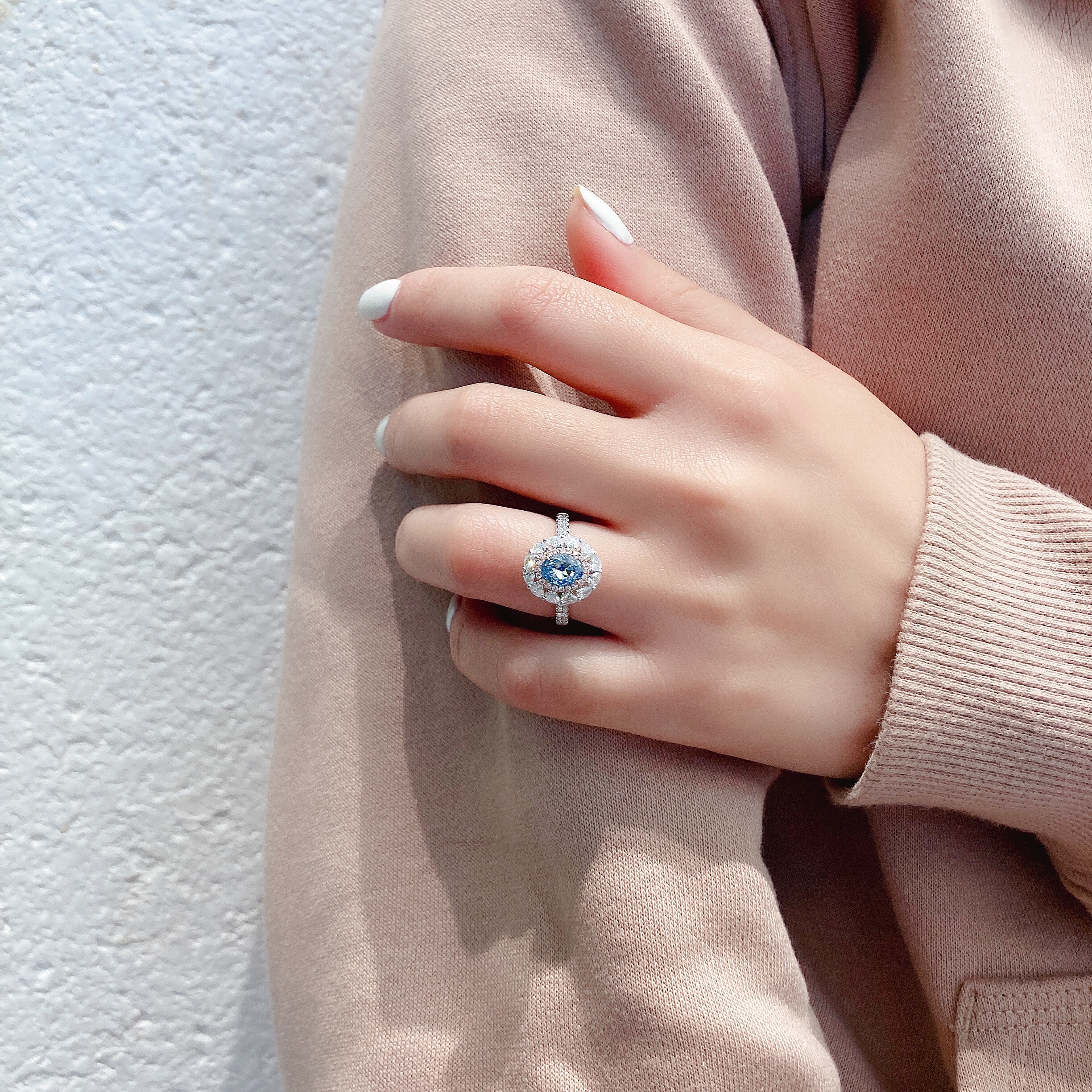 1ct oval blue diamond ring & pendant.