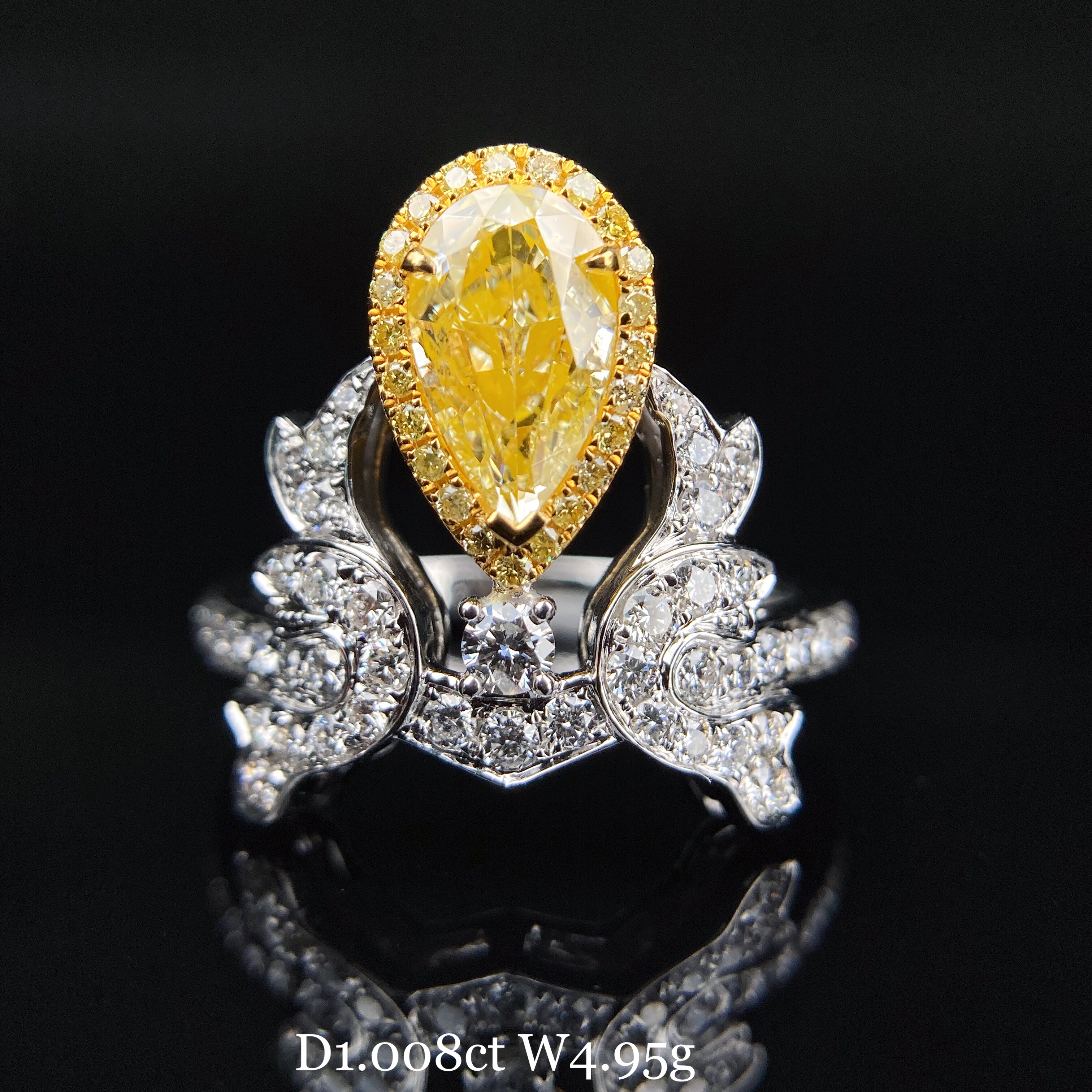 1ct pear yellow diamond ring