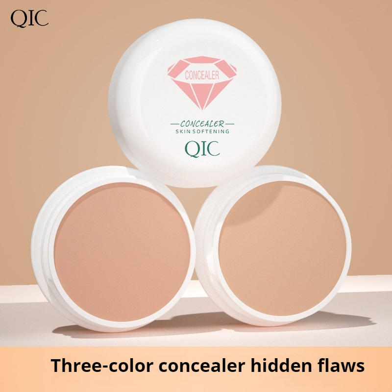 QIC concealer freckle cover foundation cream dark circles acne marks smear-proof makeup waterproof face three-color makeup tattoo cover