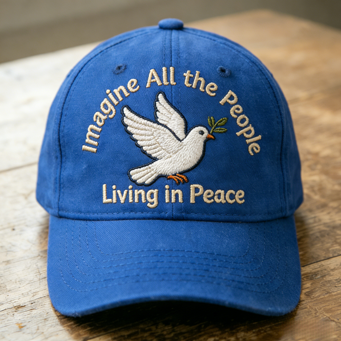Imagine All the People Living in Peace Embroidered Baseball Cap