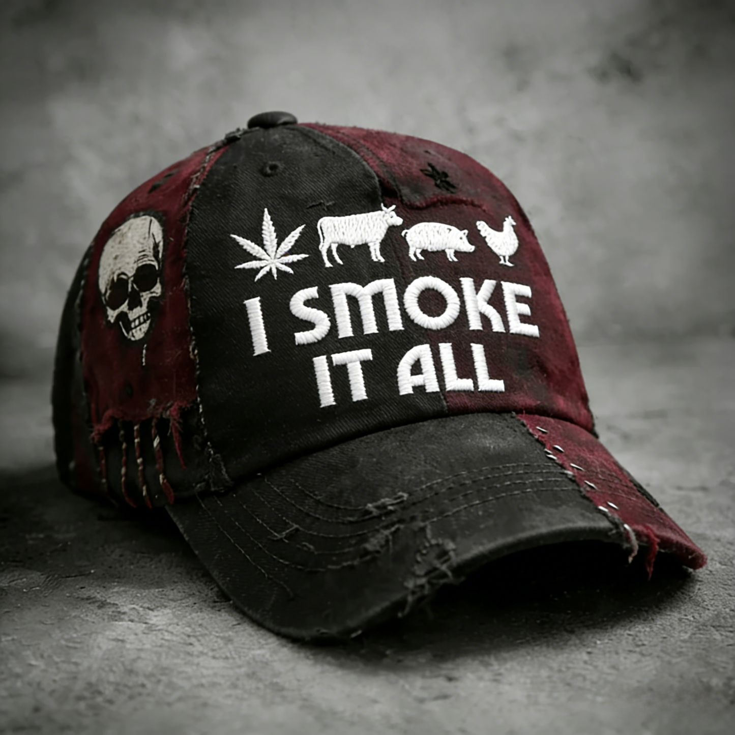 "I Smoke It All" Vintage Baseball Cap 🧢💀🌿