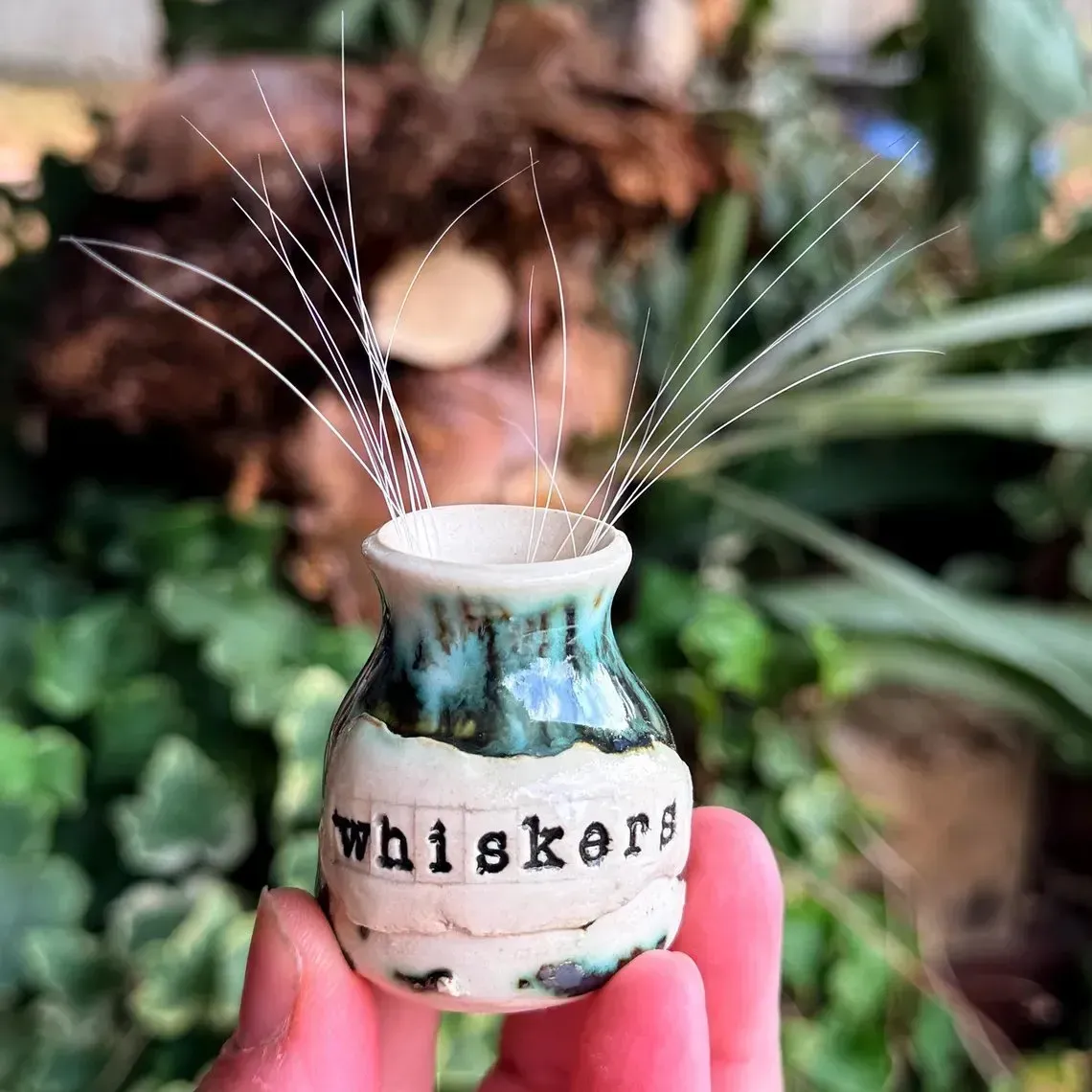 Hand-Thrown Whiskers Keepsake Vase - Purple Speckled
