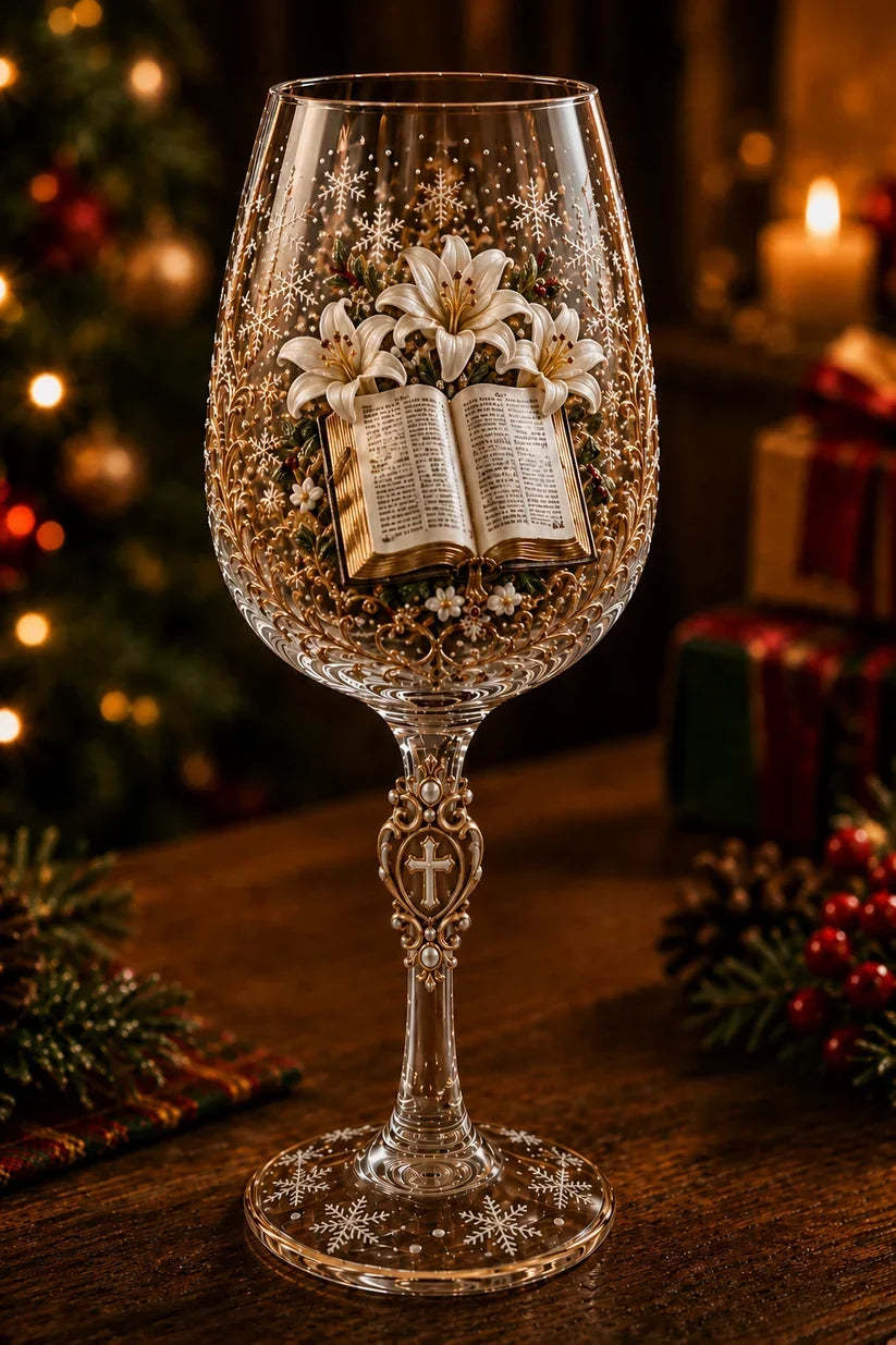 🎅 2026 Christmas Gift 49% Off--✝️Faith & Grace 3D Christian Wine Glass Set – Meaningful Faith Gift🎁