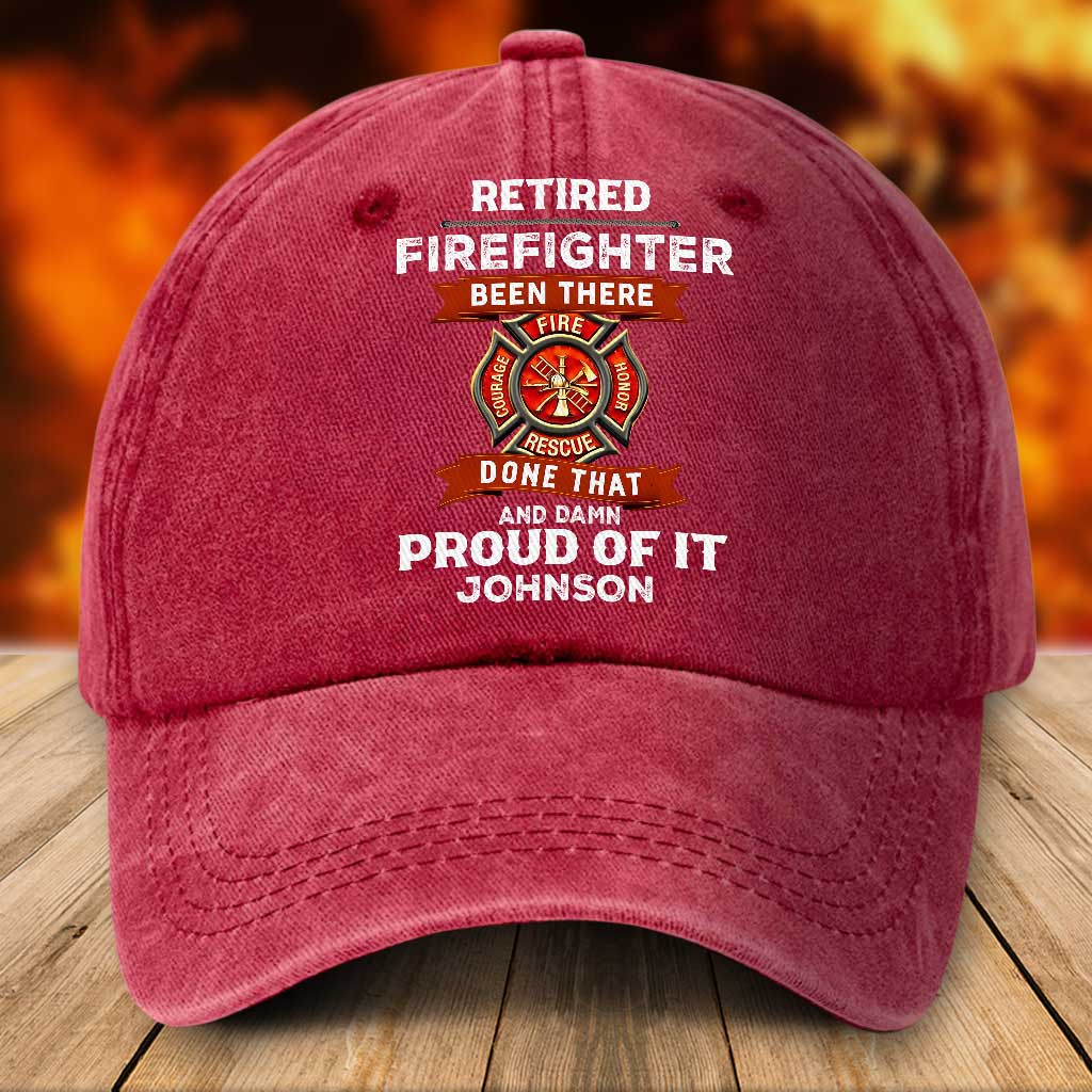 Personalized Firefighter Distressed Washed Cotton Printed Hat