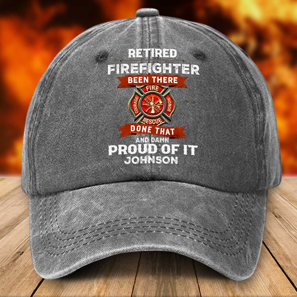 Personalized Firefighter Distressed Washed Cotton Printed Hat