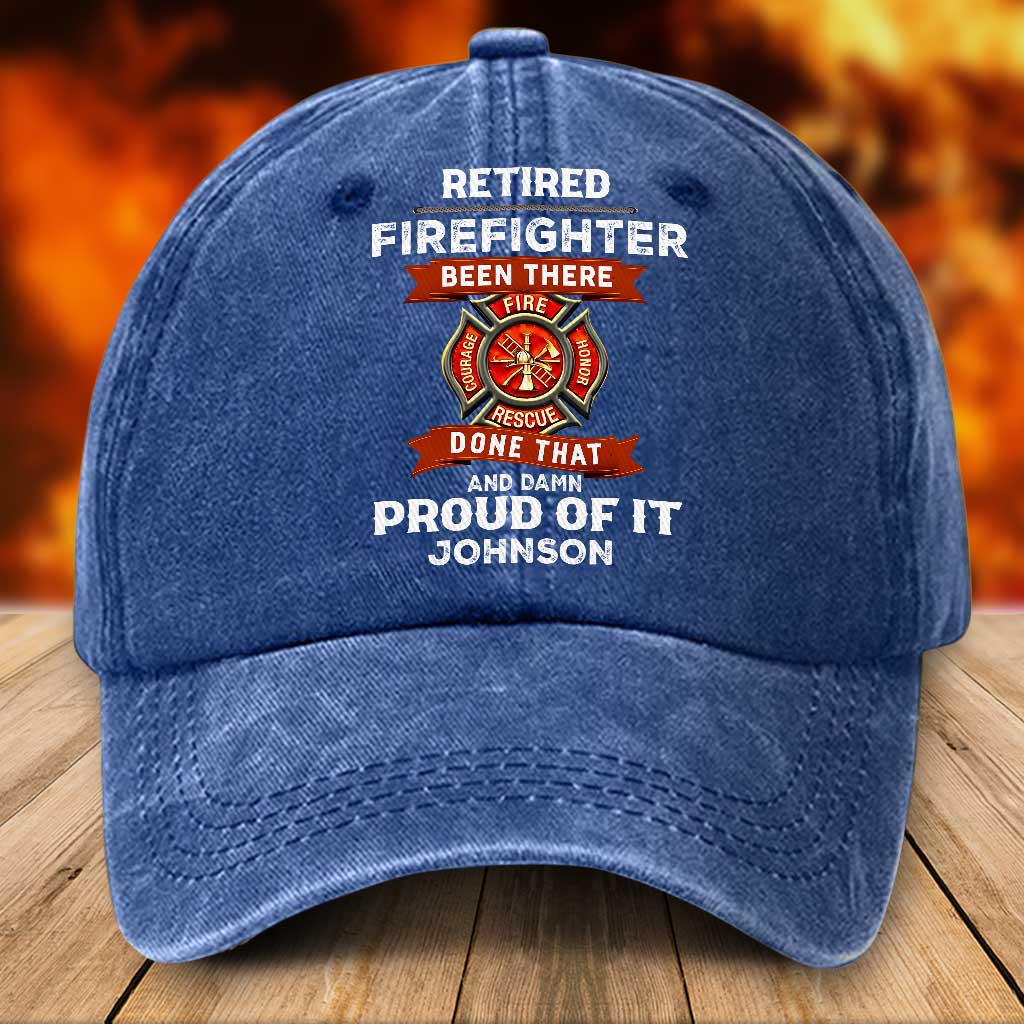 Personalized Firefighter Distressed Washed Cotton Printed Hat