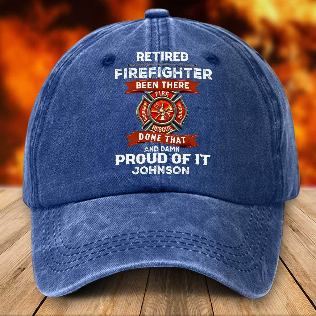 Personalized Firefighter Distressed Washed Cotton Printed Hat