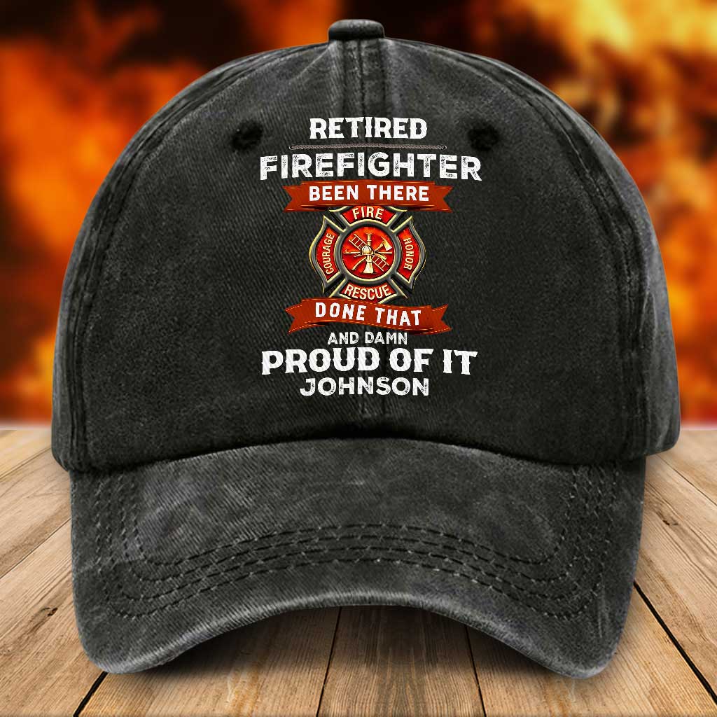 Personalized Firefighter Distressed Washed Cotton Printed Hat
