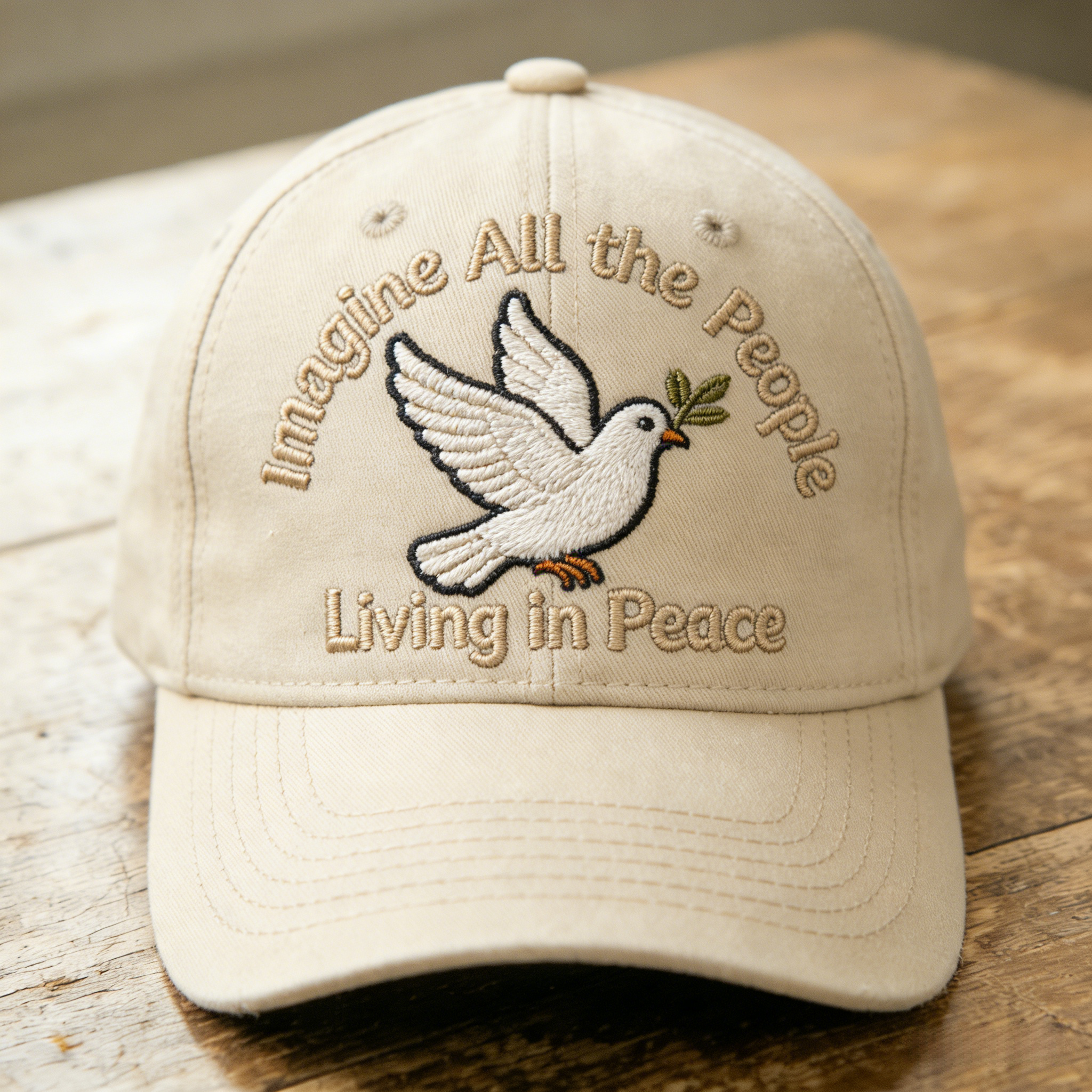 Imagine All the People Living in Peace Embroidered Baseball Cap