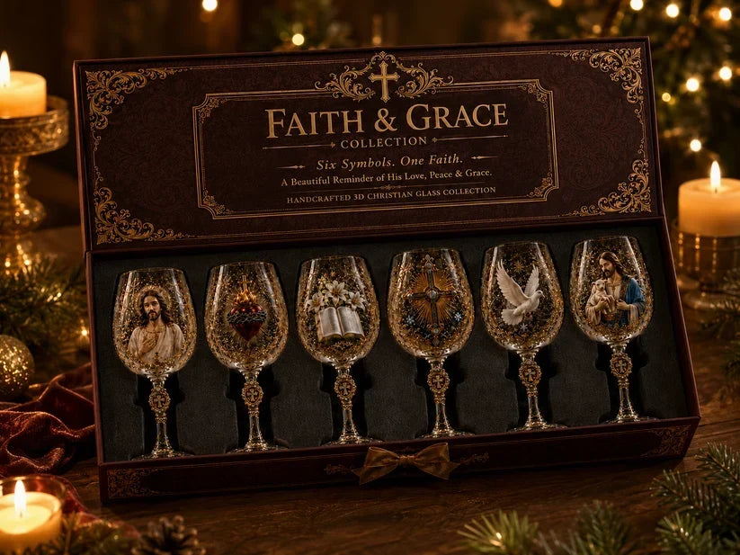 🎅 2026 Christmas Gift 49% Off--✝️Faith & Grace 3D Christian Wine Glass Set – Meaningful Faith Gift🎁