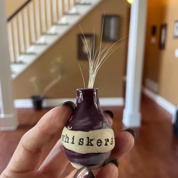 Hand-Thrown Whiskers Keepsake Vase - Purple Speckled