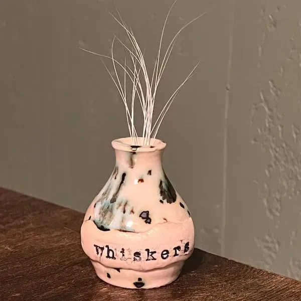 Hand-Thrown Whiskers Keepsake Vase - Purple Speckled