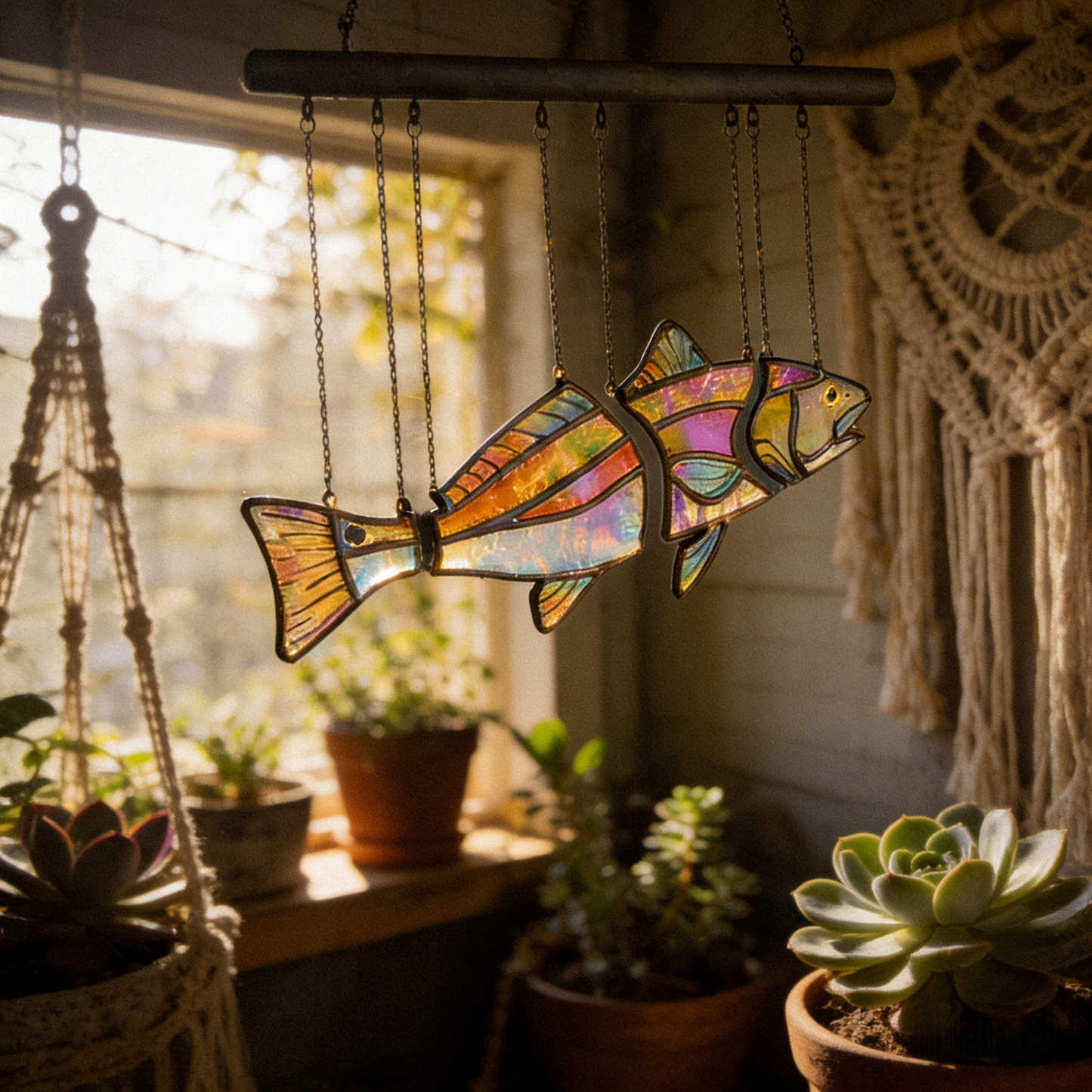 Handcrafted Stained Glass Red Drum-The Illusion of Swimming