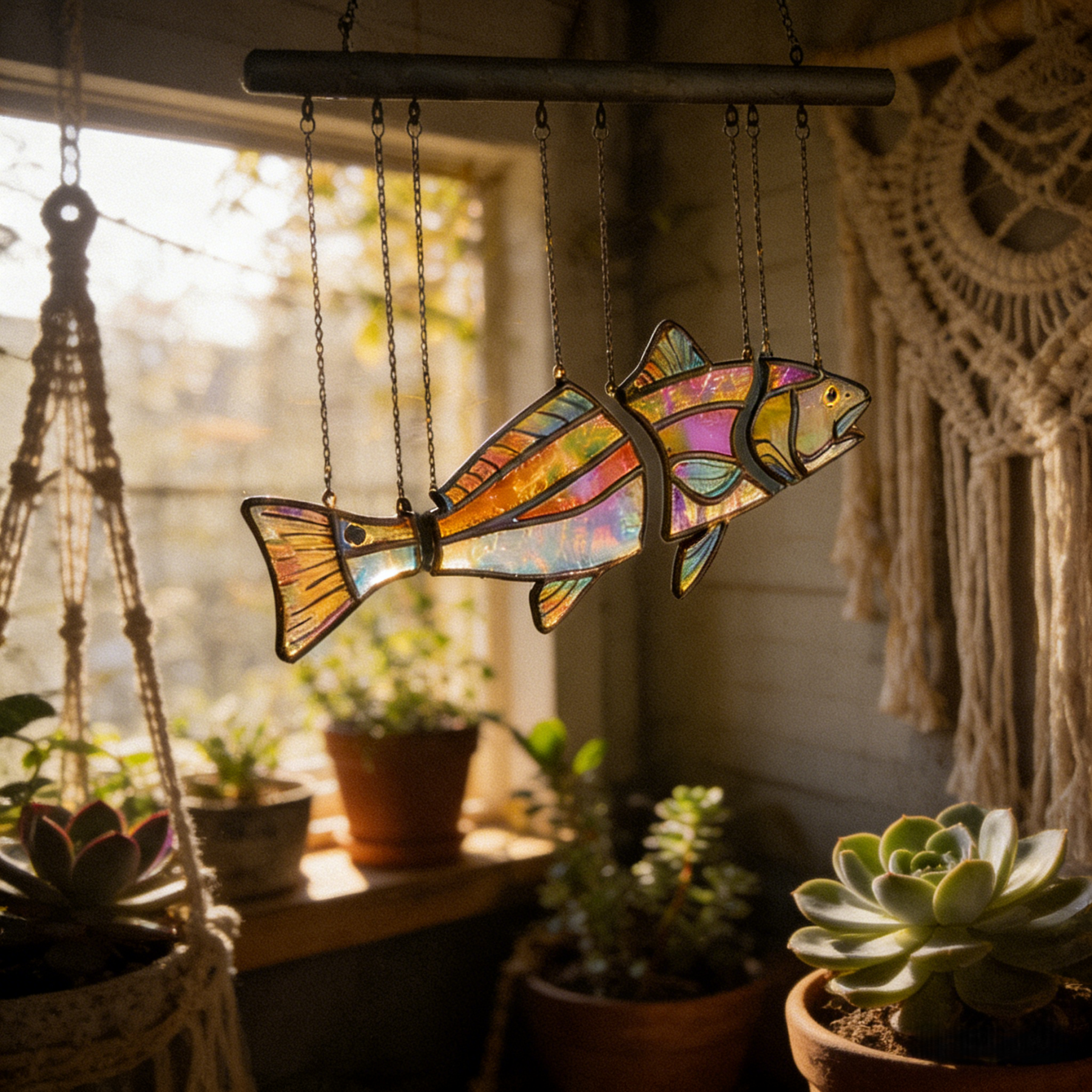 Handcrafted Stained Glass Red Drum-The Illusion of Swimming