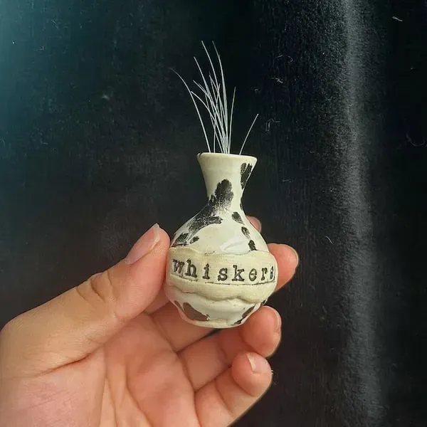 Hand-Thrown Whiskers Keepsake Vase - Purple Speckled