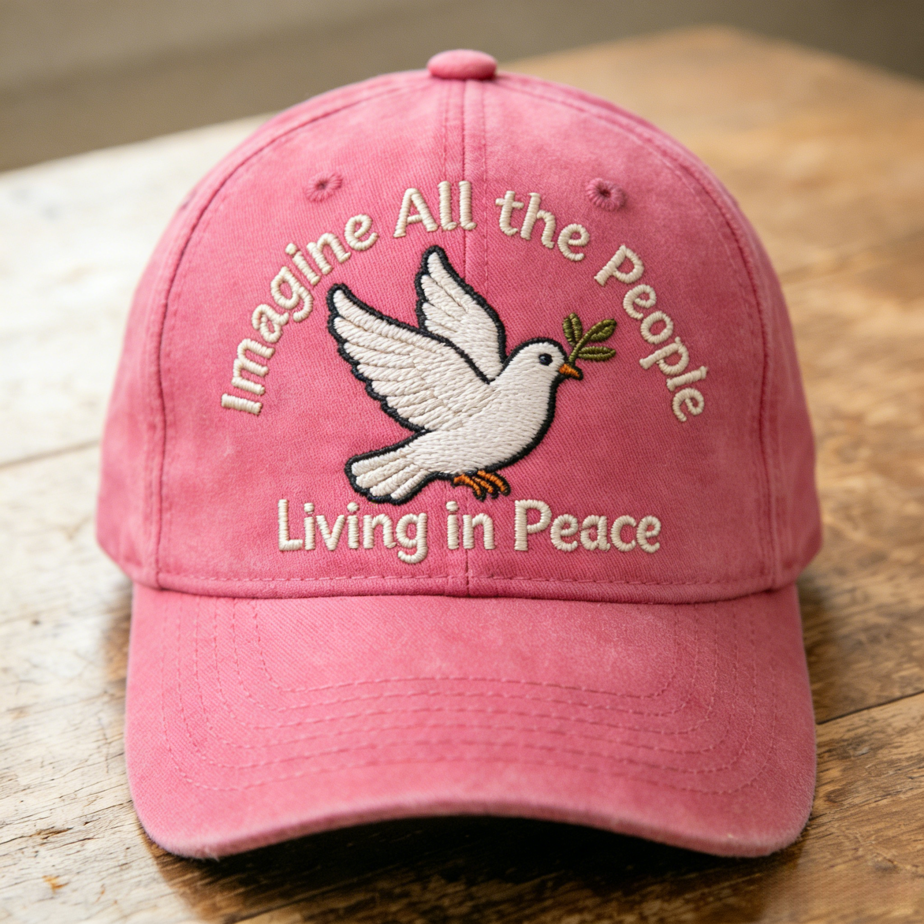 Imagine All the People Living in Peace Embroidered Baseball Cap