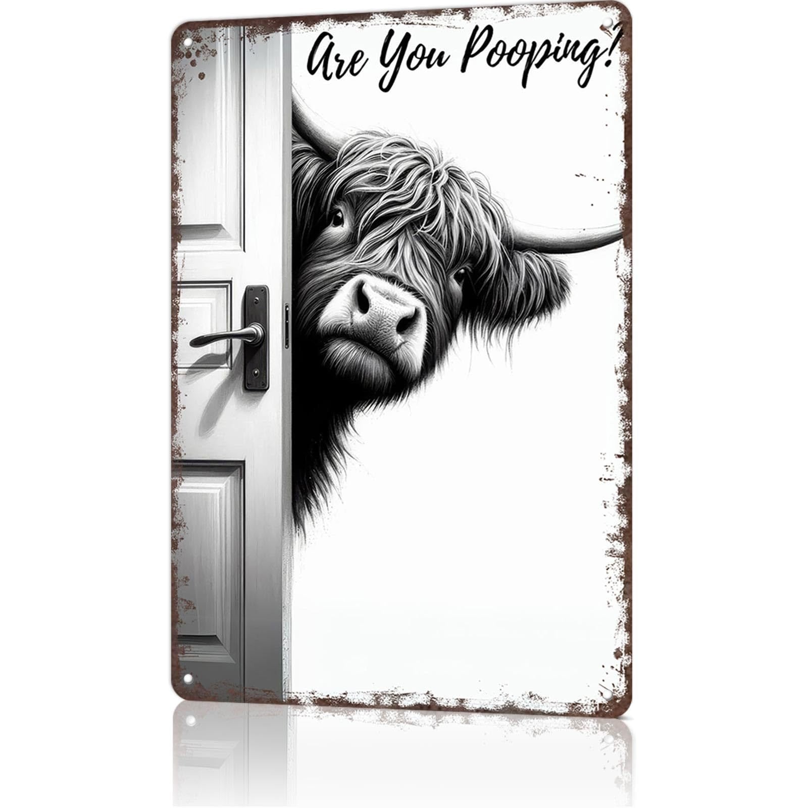 Vintage Highland Cow Sign – FunnyAre You Pooping? Wall Decor😂