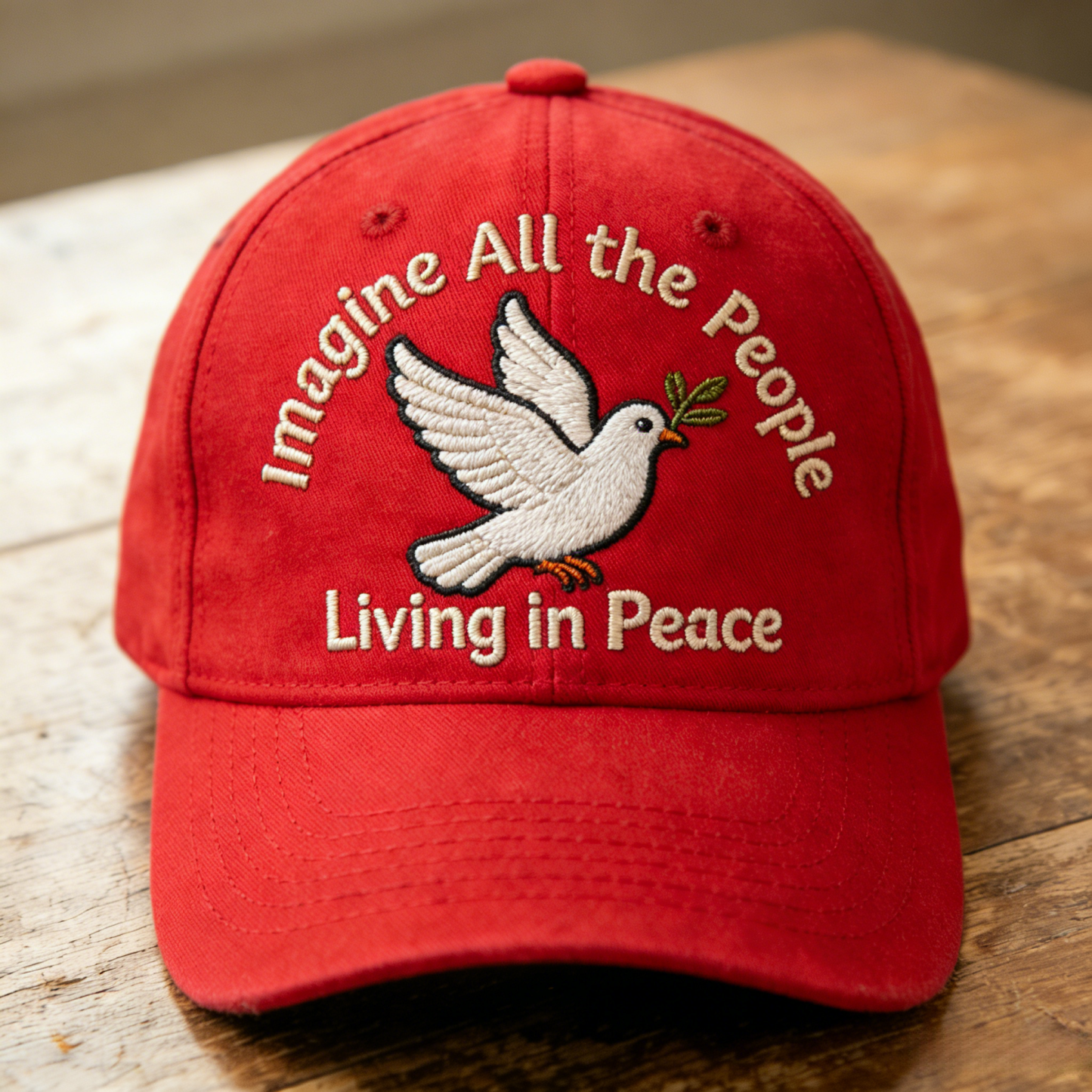 Imagine All the People Living in Peace Embroidered Baseball Cap