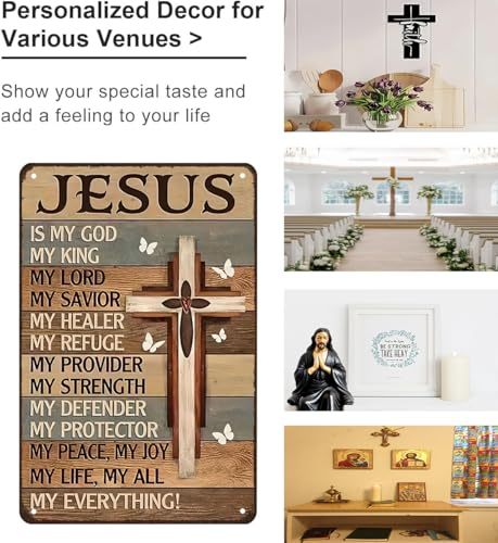 Jesus Is My God King Everything – Vintage Tin Sign  8x12 Inch Religious Metal Wall Art