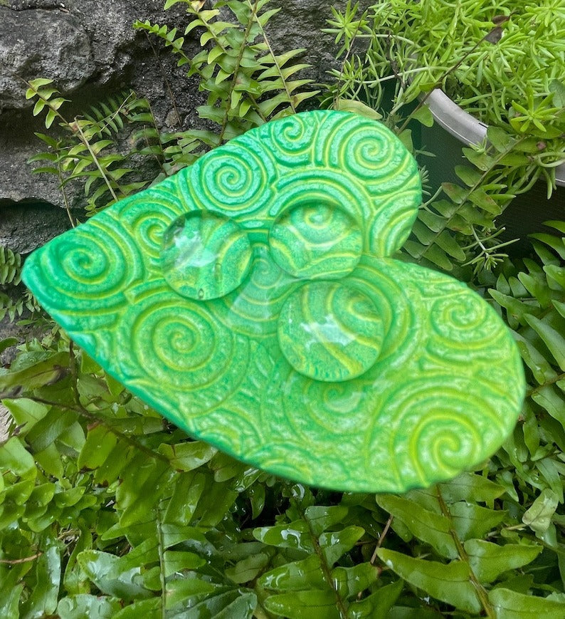 Ceramic Heart Butterfly Bath Garden Stake