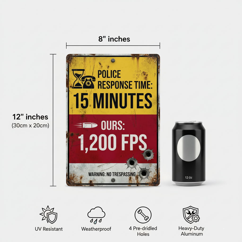 The 1,200 FPS Warning | Ultimate Response Time Metal Sign (Funny No Trespassing Sign)