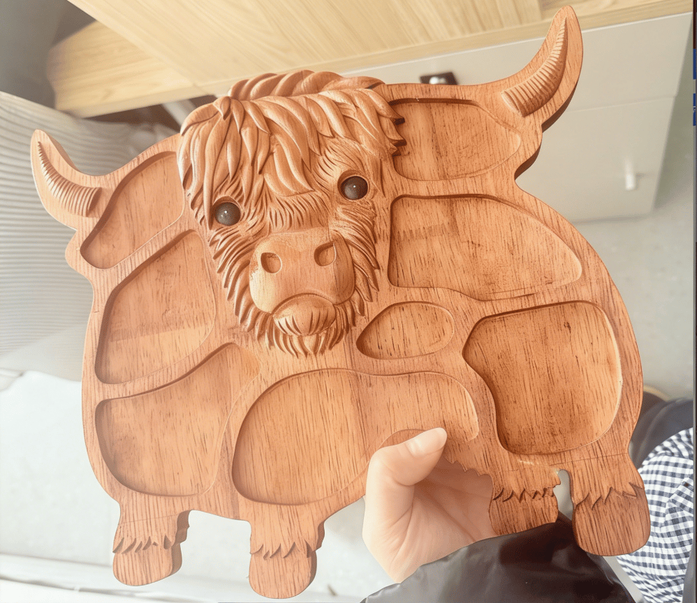 🐮 Highland Cow Wooden Charcuterie Board