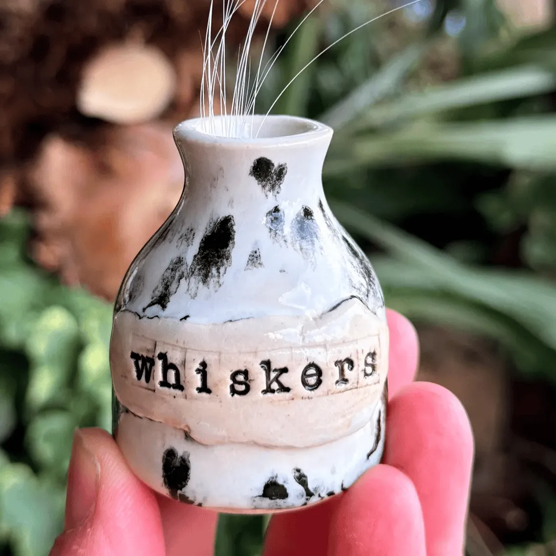 Hand-Thrown Whiskers Keepsake Vase - Purple Speckled