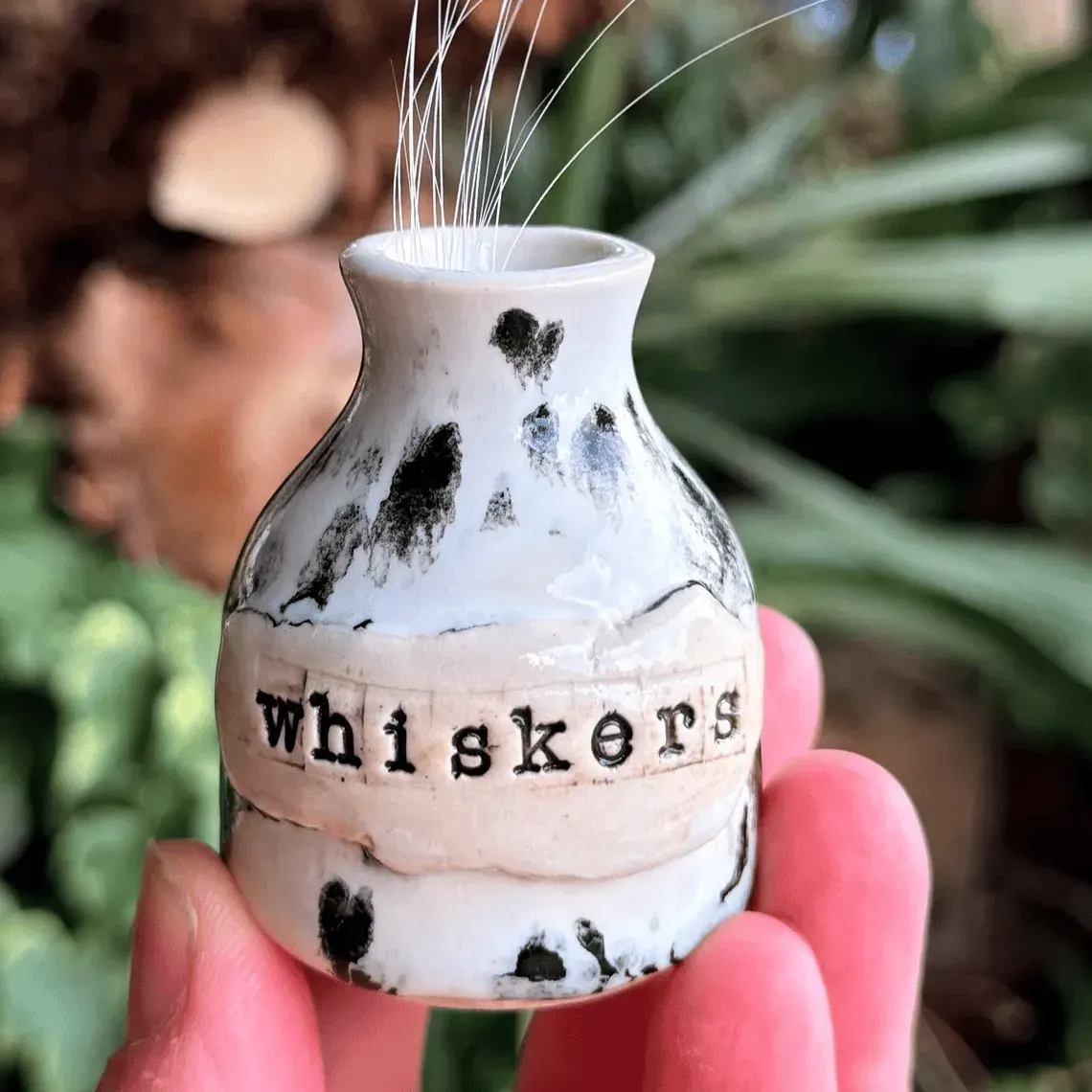 Hand-Thrown Whiskers Keepsake Vase - Purple Speckled