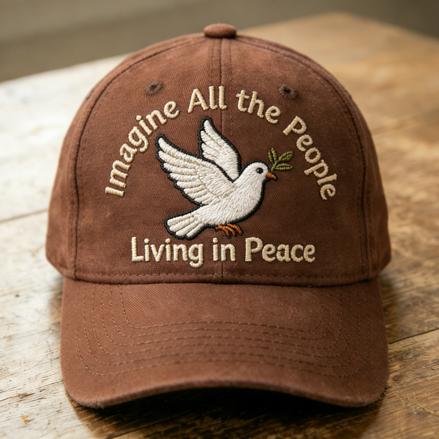 Imagine All the People Living in Peace Embroidered Baseball Cap