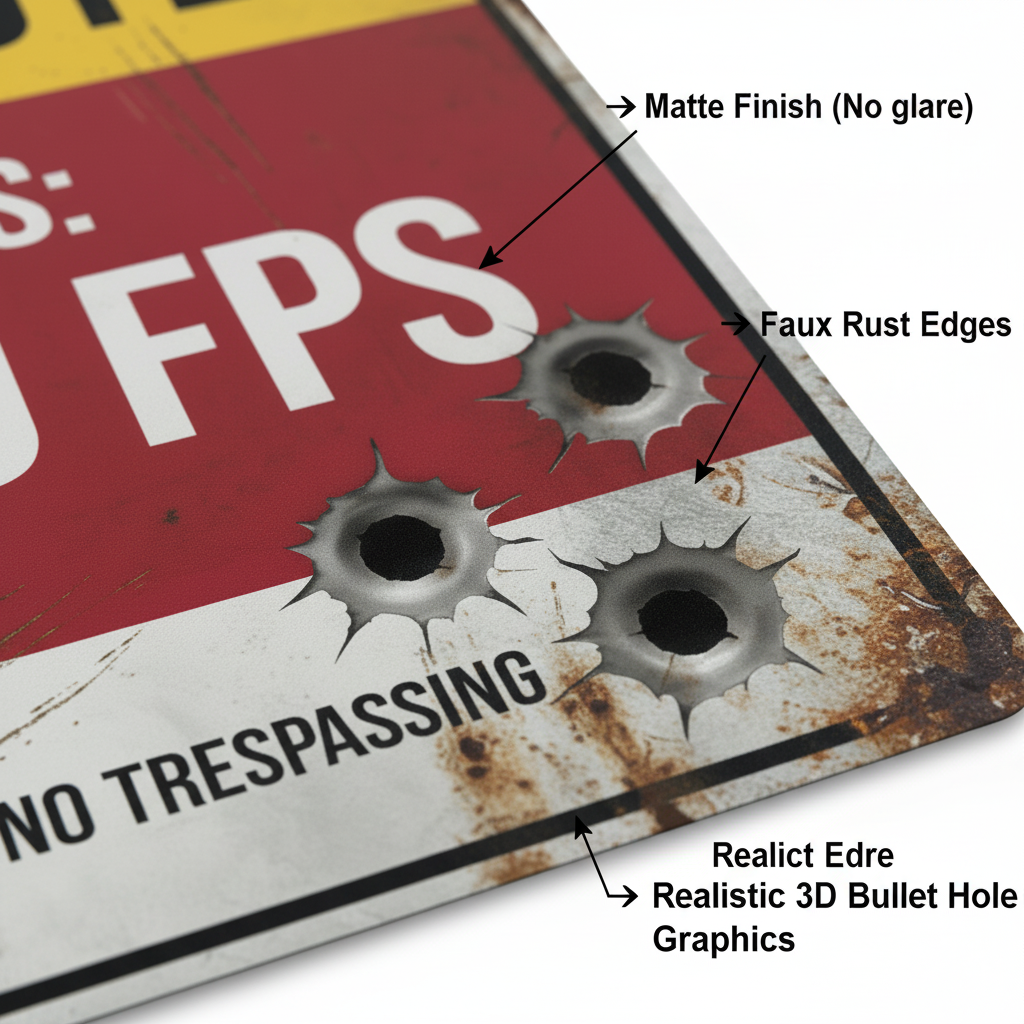 The 1,200 FPS Warning | Ultimate Response Time Metal Sign (Funny No Trespassing Sign)