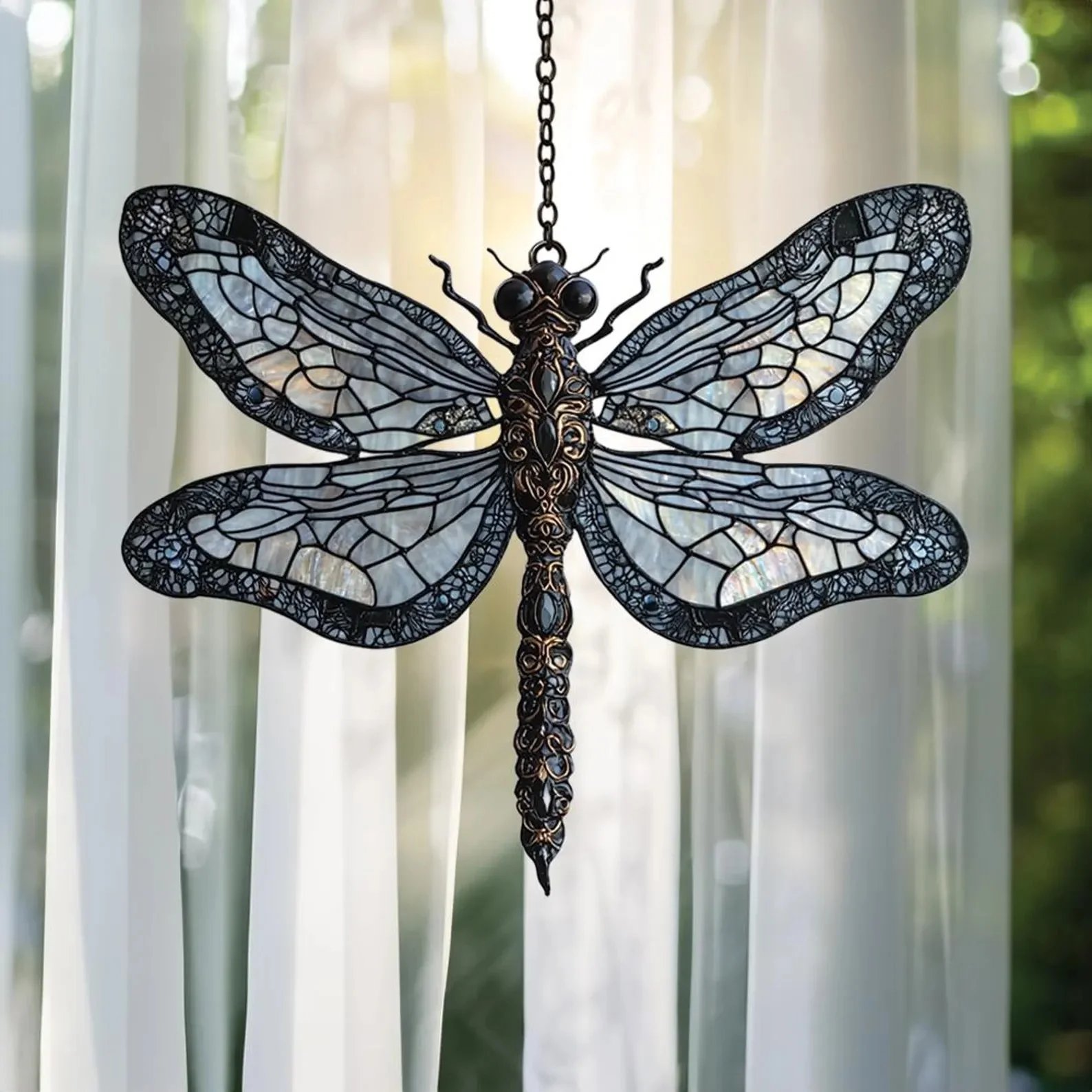 Iridescent Dragonfly Faux Acrylic Window, Acrylic Window Hanging - Style 1 / 6.4 IN / No Gift Box
