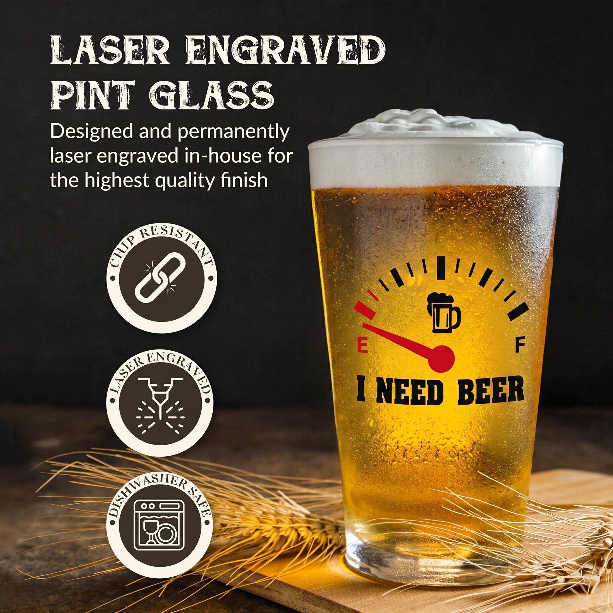 ✨LIMITED-TIME OFFER · SAVE 49%🍺“I Need Beer” Engraved Pint Glass🍻