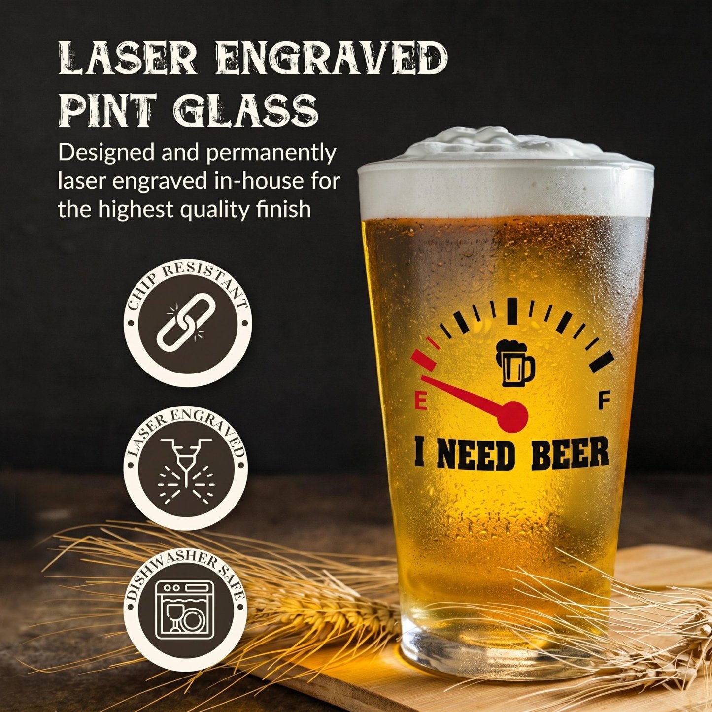 ✨LIMITED-TIME OFFER · SAVE 49%🍺“I Need Beer” Engraved Pint Glass🍻